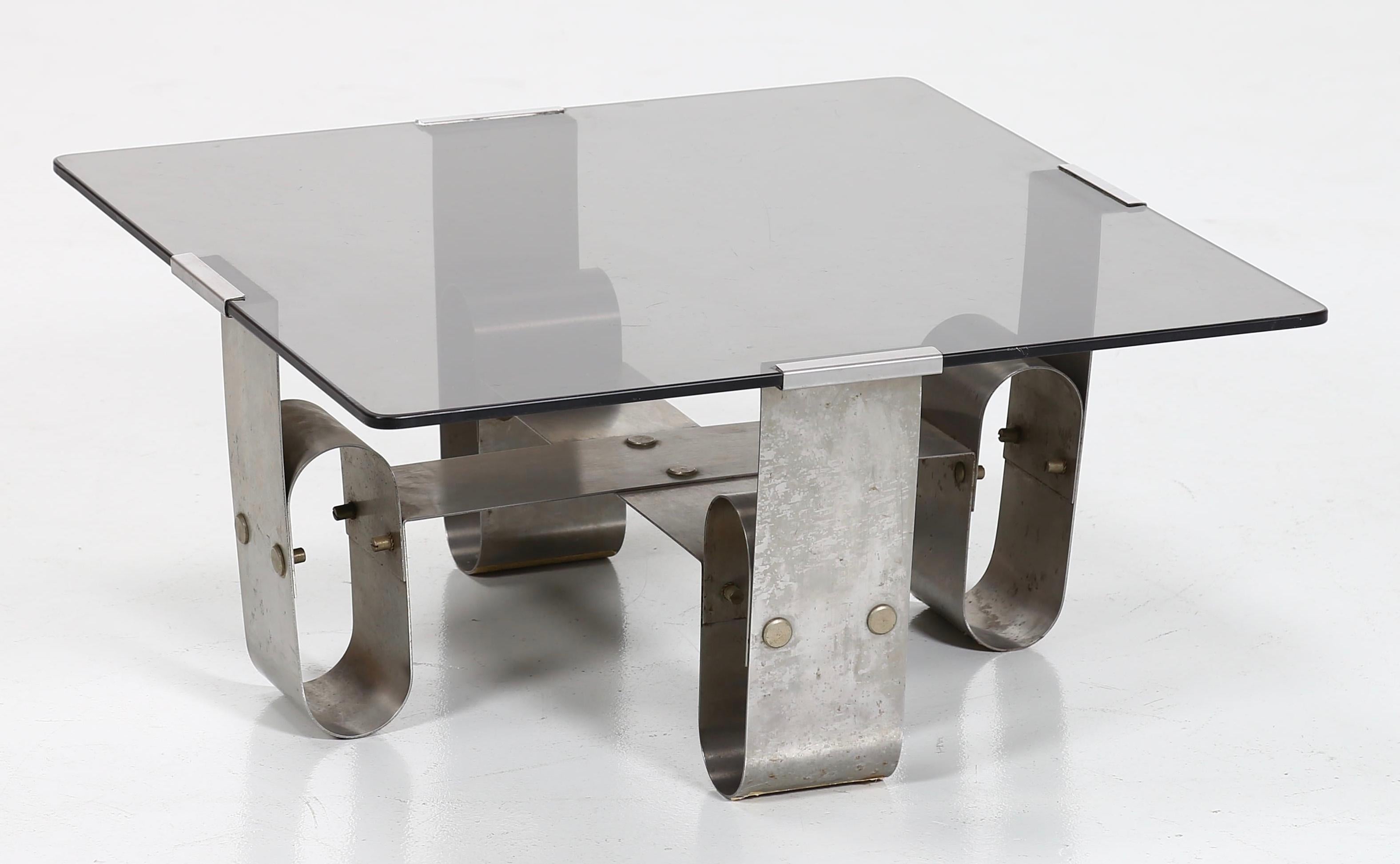 Steel Italian Coffee Table, 1970s