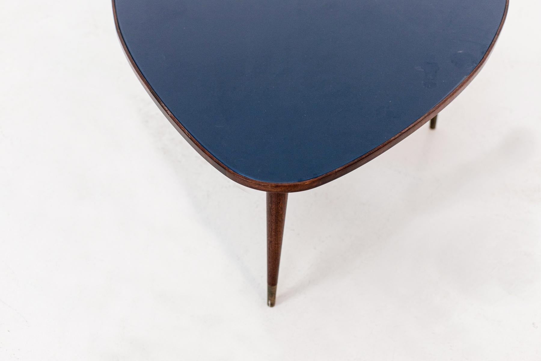 Italian Coffee Table Attr. to Osvaldo Borsani in Blue Glass 1