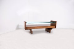 Italian Coffee Table Attr. Vittorio Gregotti in Wood and Glass, 1960s