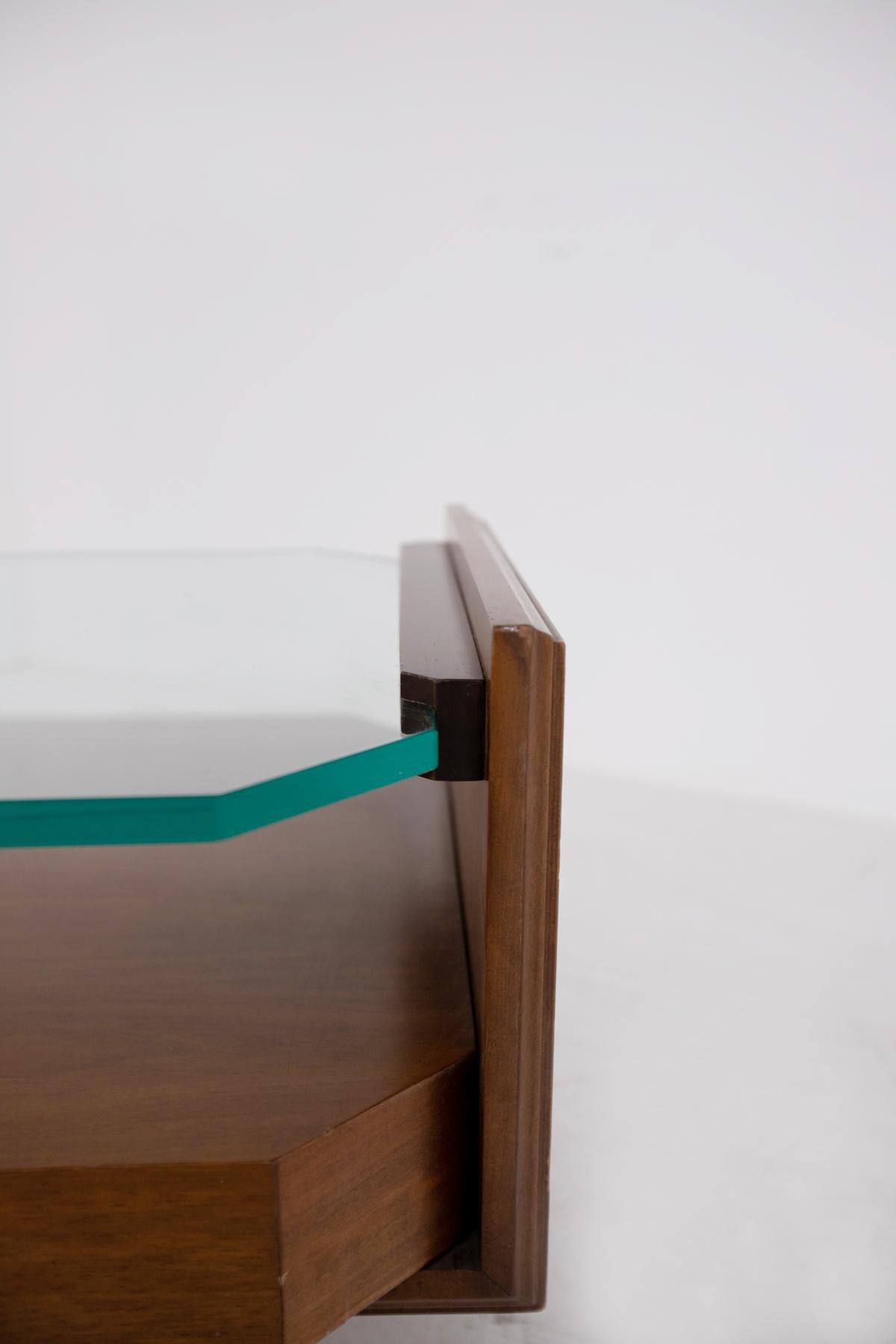 Italian Coffee Table Attr. Vittorio Gregotti in Wood and Glass, 1960s 3