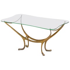 Italian Coffee Table Attributed to Cesare Lacca in Brass and Glass, 1940s