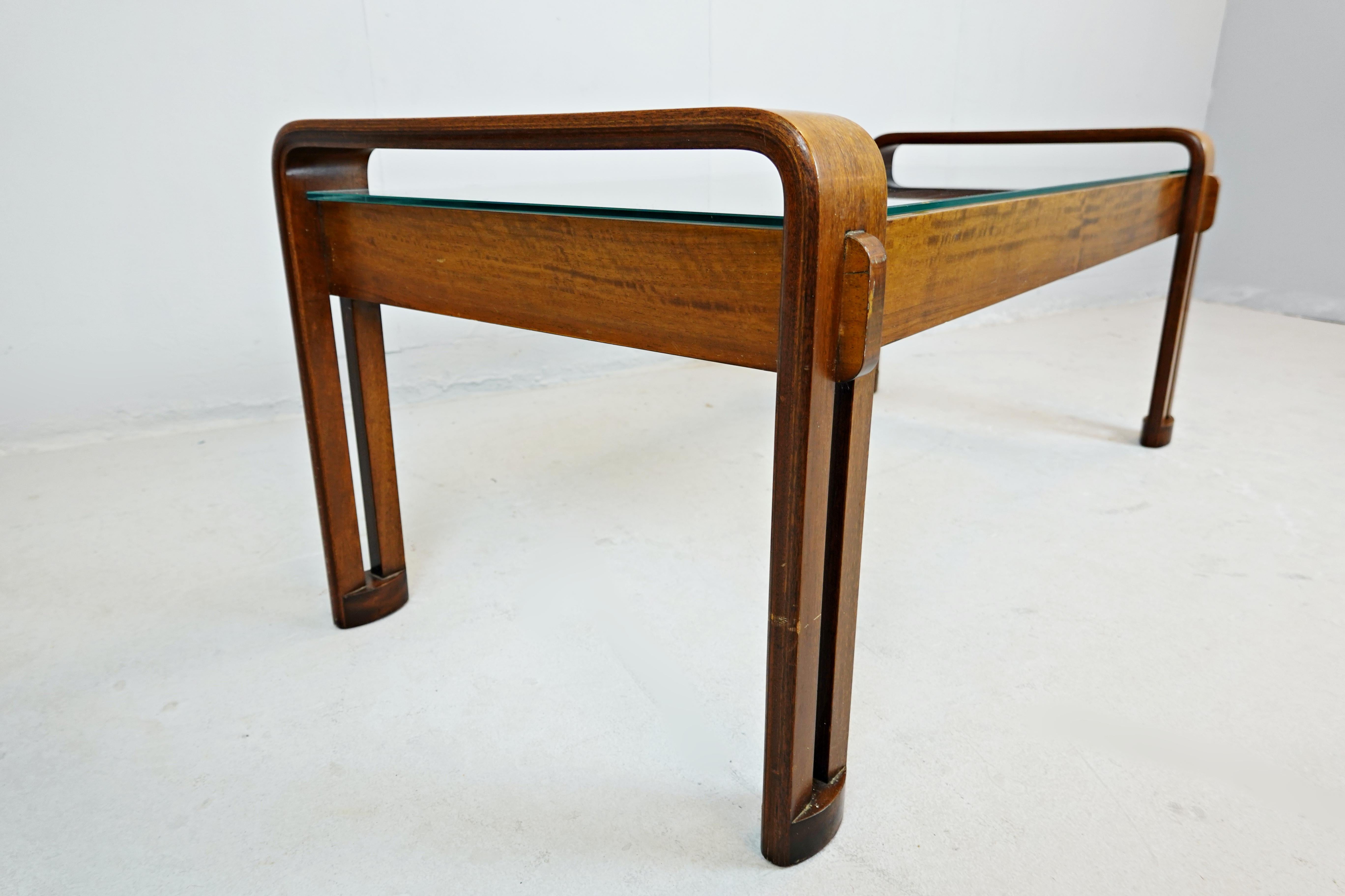 Mid-Century Modern Italian Coffee Table, Bentwood and Glass 3