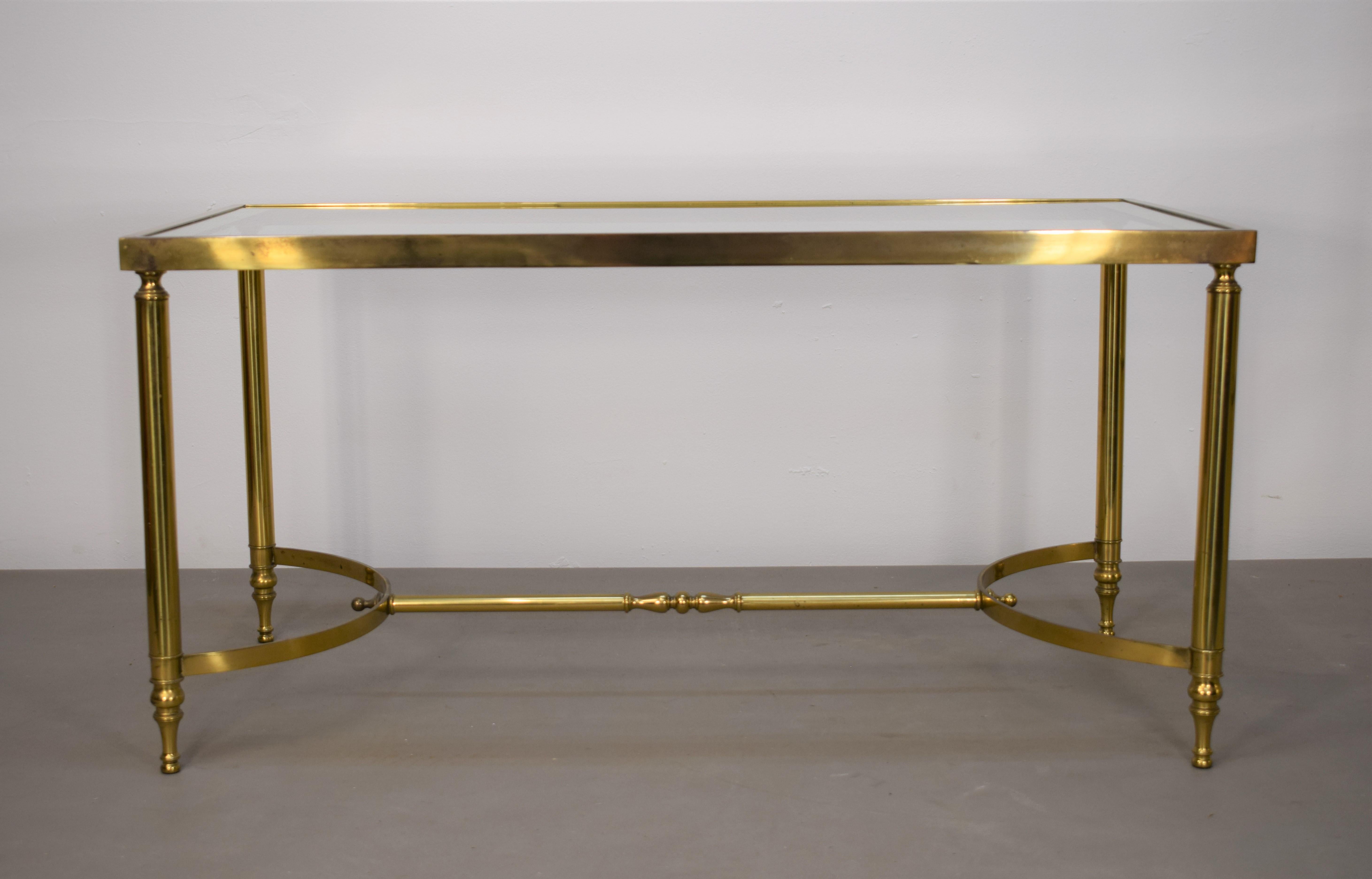 Mid-Century Modern Italian Coffee Table, Brass and Glass, 1960s