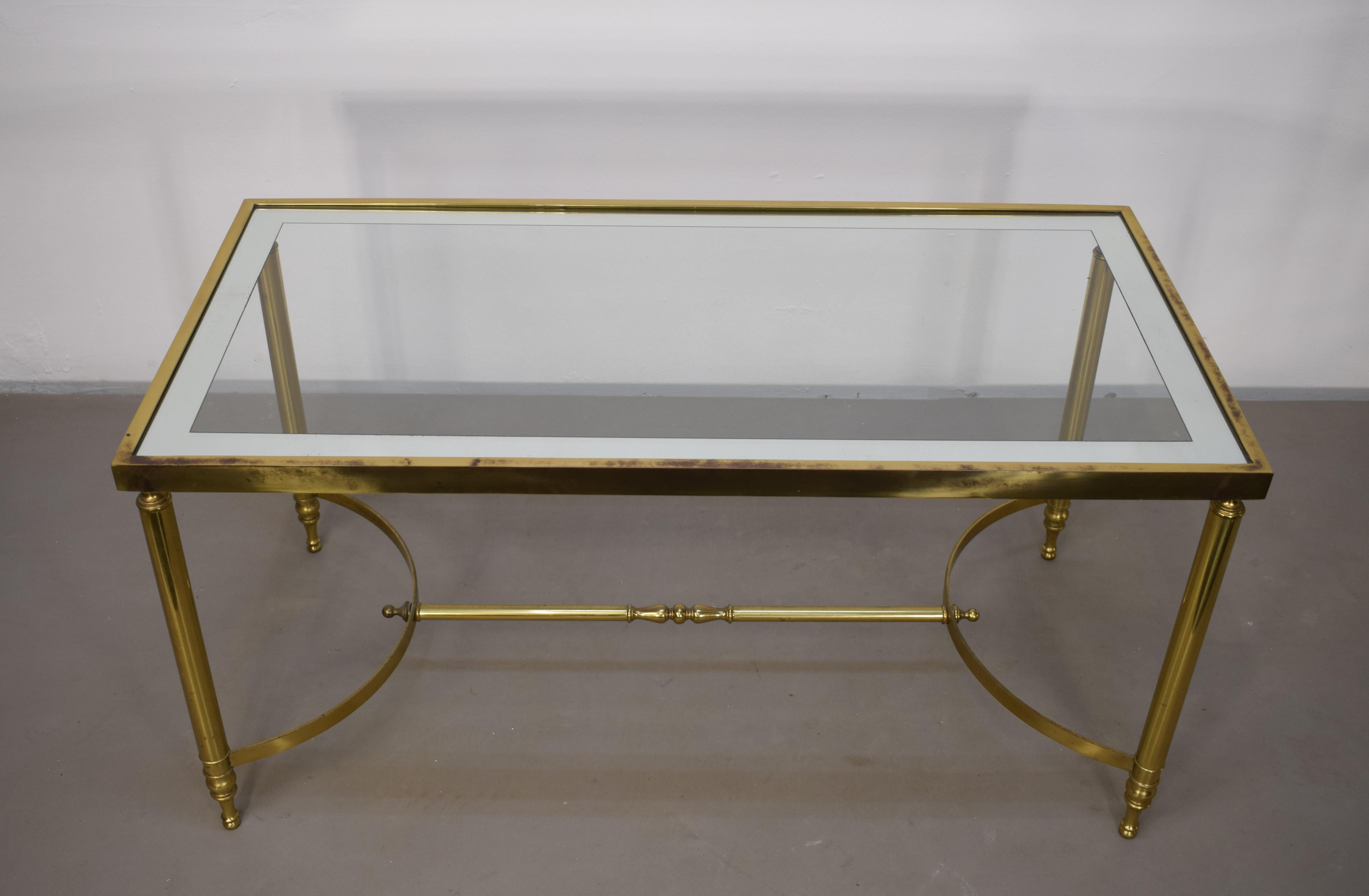 Italian Coffee Table, Brass and Glass, 1960s In Good Condition In Palermo, PA