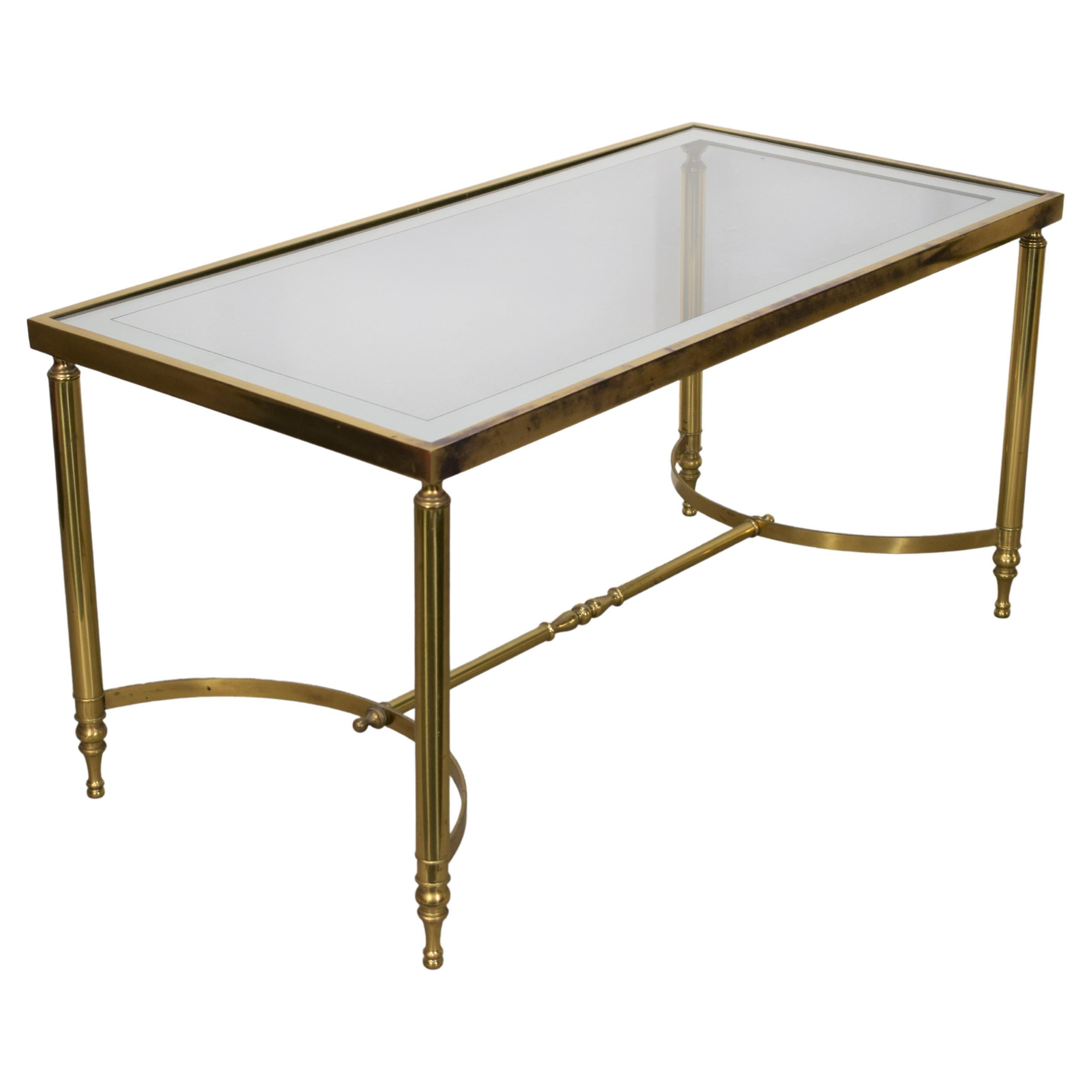 Italian Coffee Table, Brass and Glass, 1960s