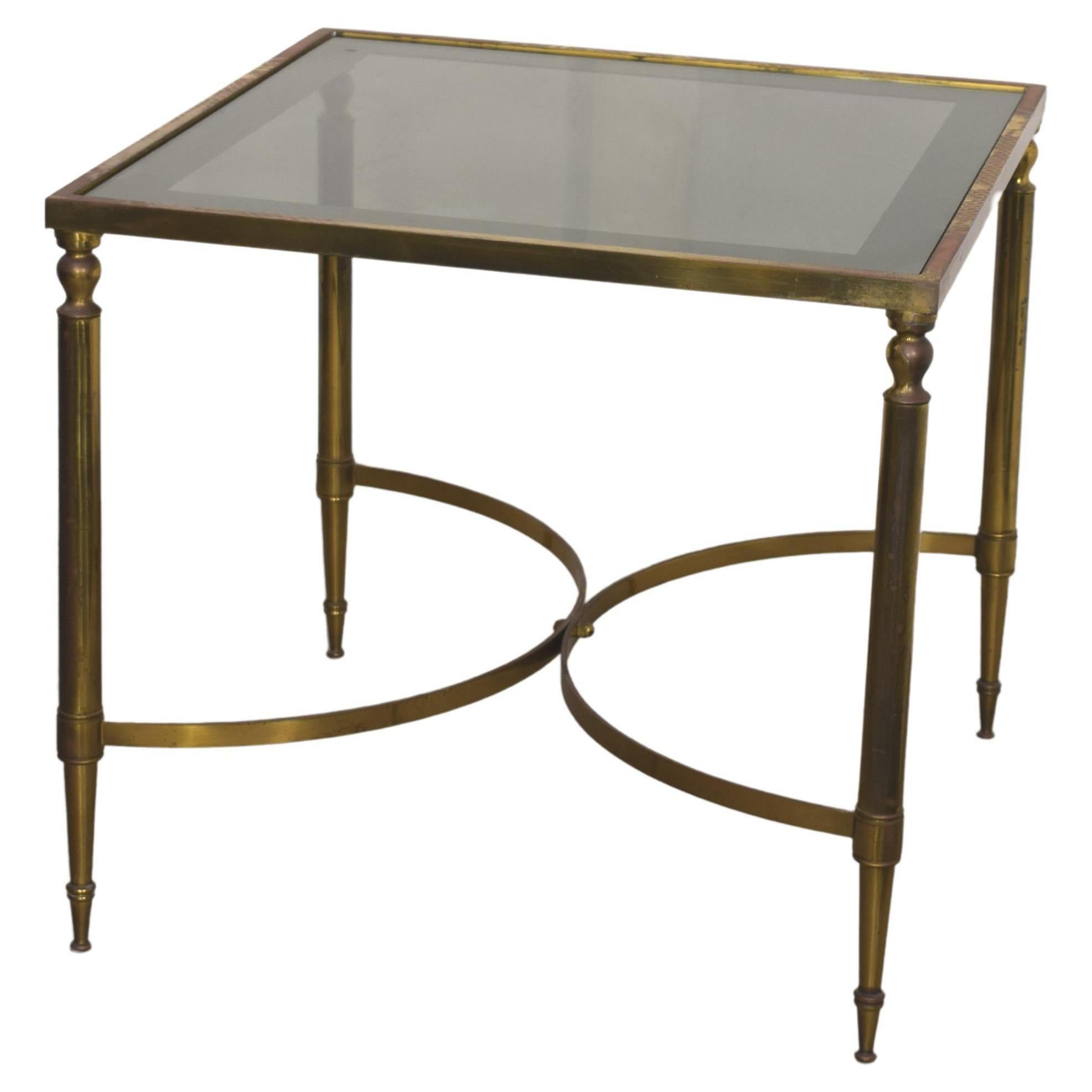 Italian Coffee Table, Brass and Smoked Glass, 1950s For Sale