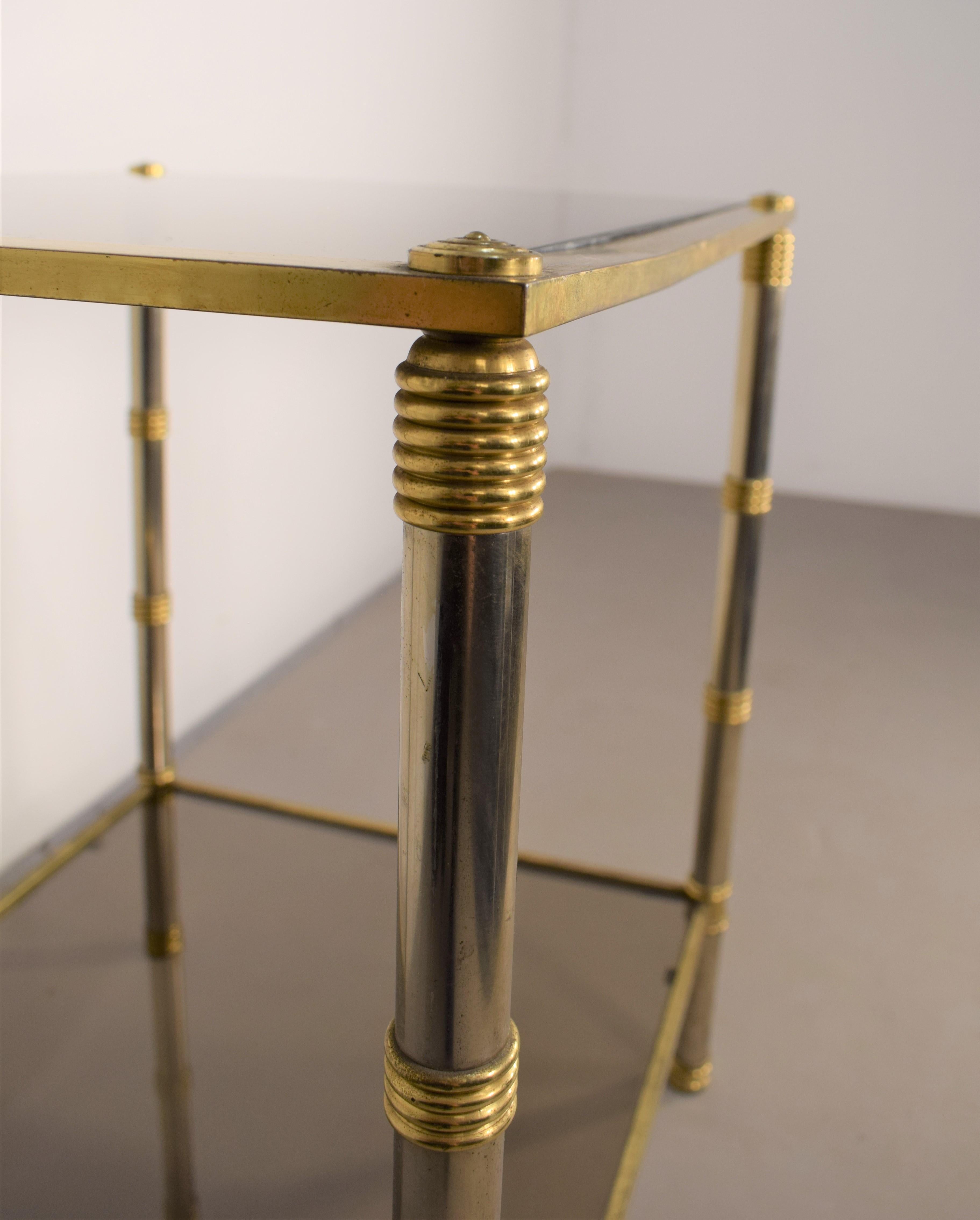 Italian Coffee Table, Brass, Steel and Smoked Glass, 1960s For Sale 3