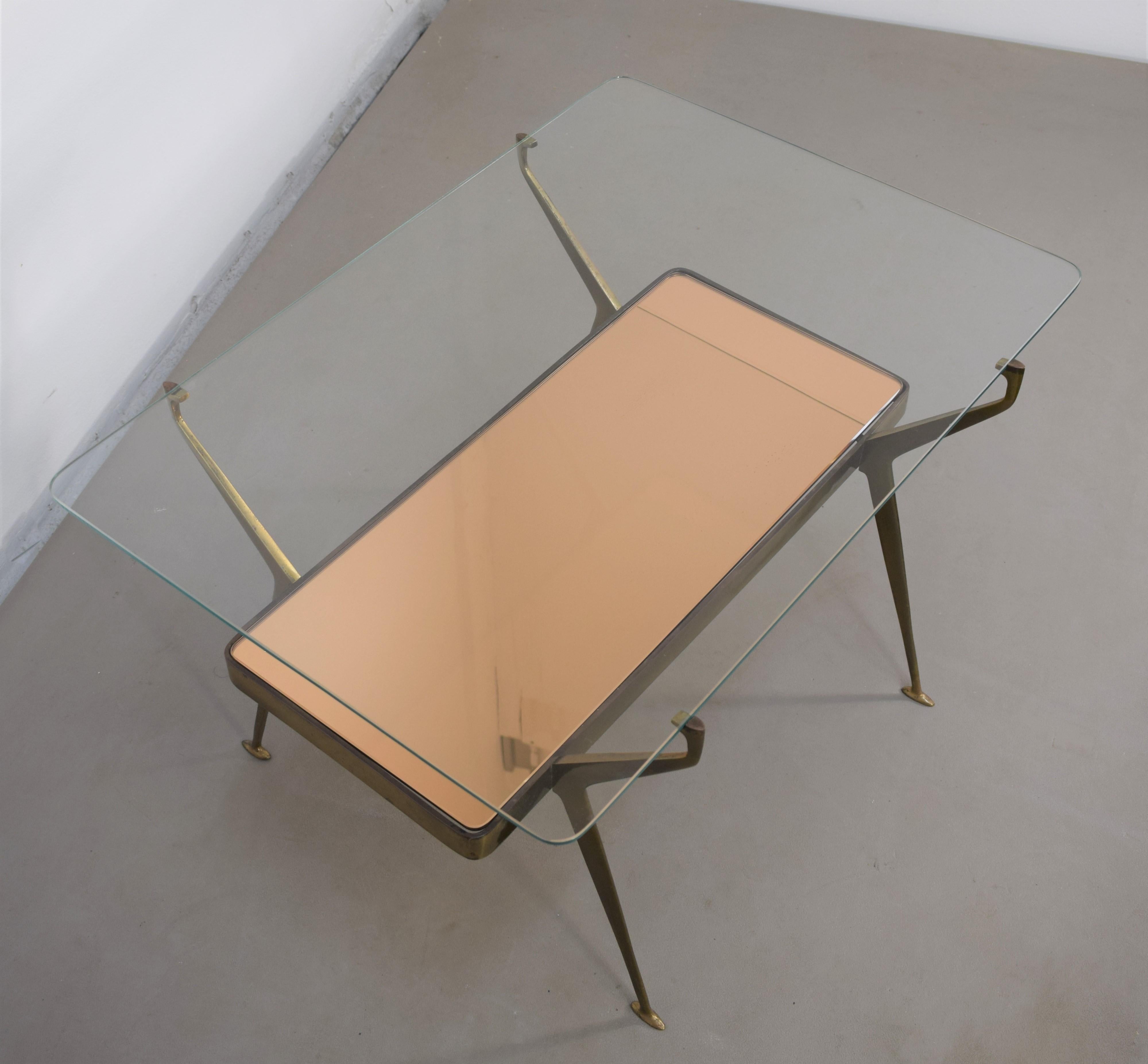 Brass Italian Coffee Table by Cesare Lacca, 1950s