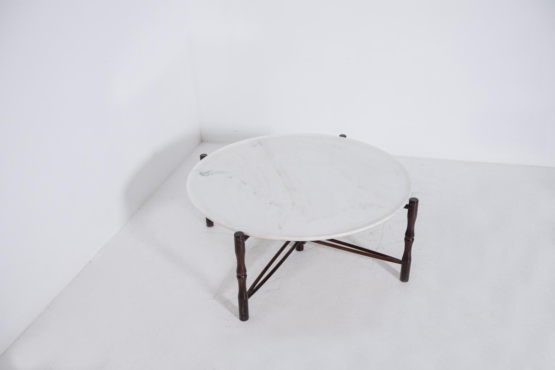 Italian Coffee Table by Giuseppe Scapinelli in Wood and Marble, 1950s For Sale 6