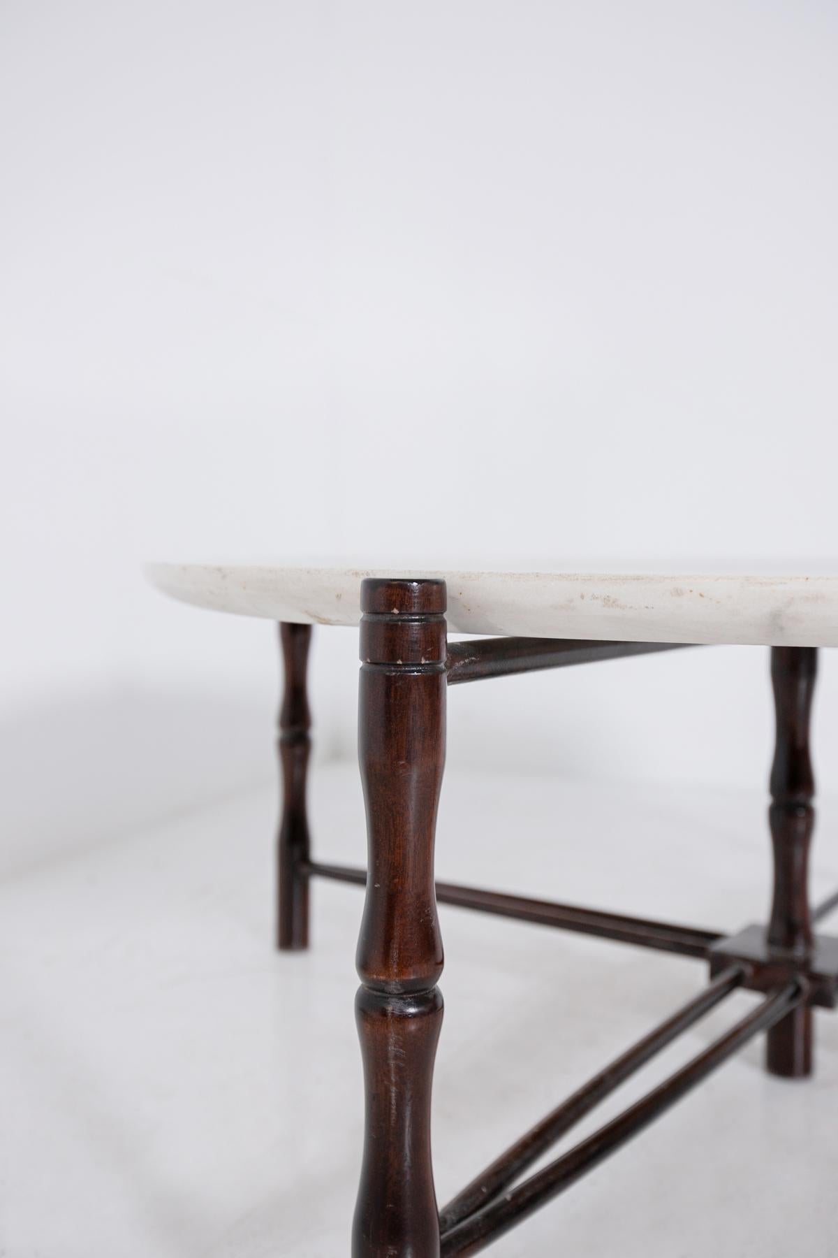 Italian Coffee Table by Giuseppe Scapinelli in Wood and Marble, 1950s For Sale 1