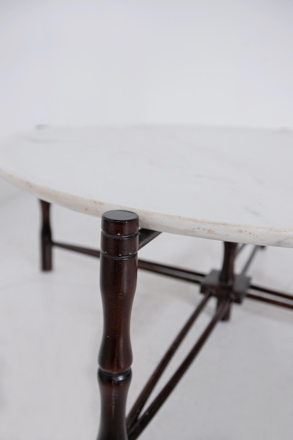 Italian Coffee Table by Giuseppe Scapinelli in Wood and Marble, 1950s For Sale 2