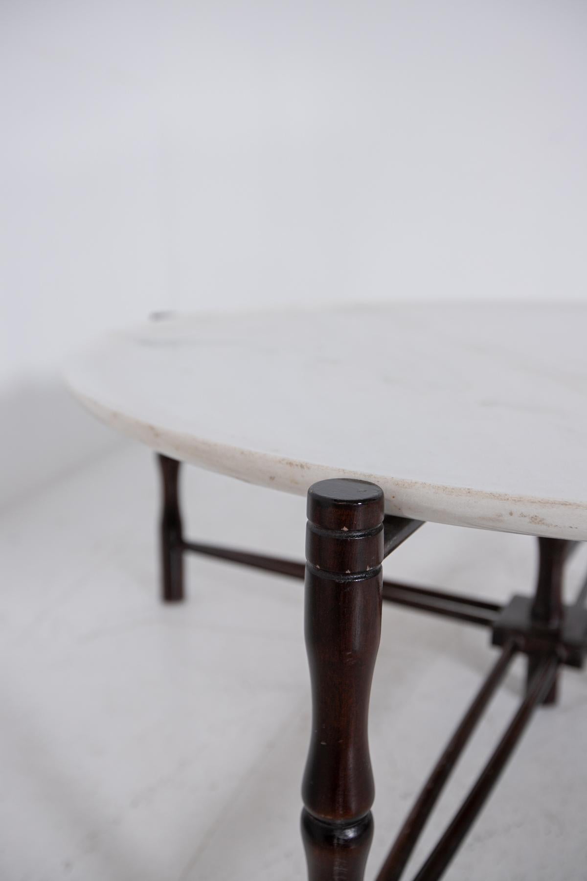 Italian Coffee Table by Giuseppe Scapinelli in Wood and Marble, 1950s For Sale 3