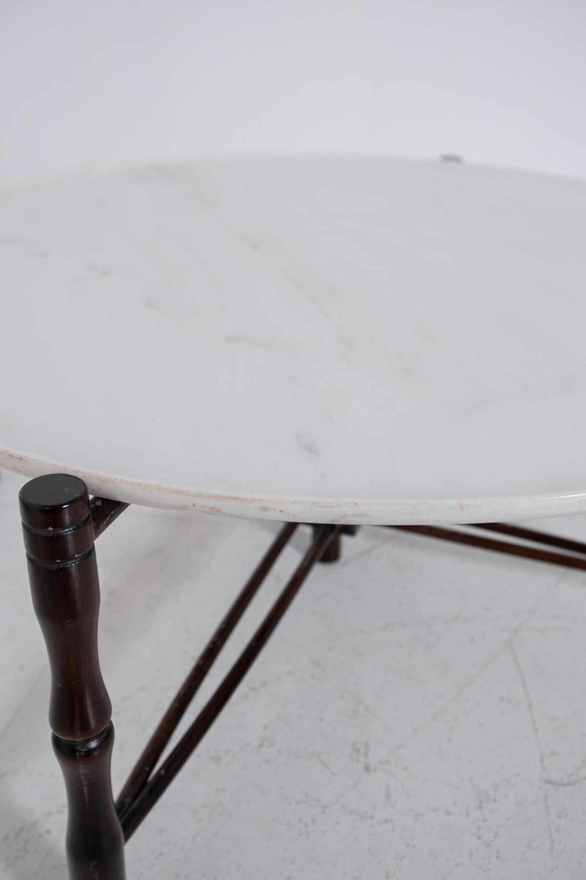 Italian Coffee Table by Giuseppe Scapinelli in Wood and Marble, 1950s For Sale 4