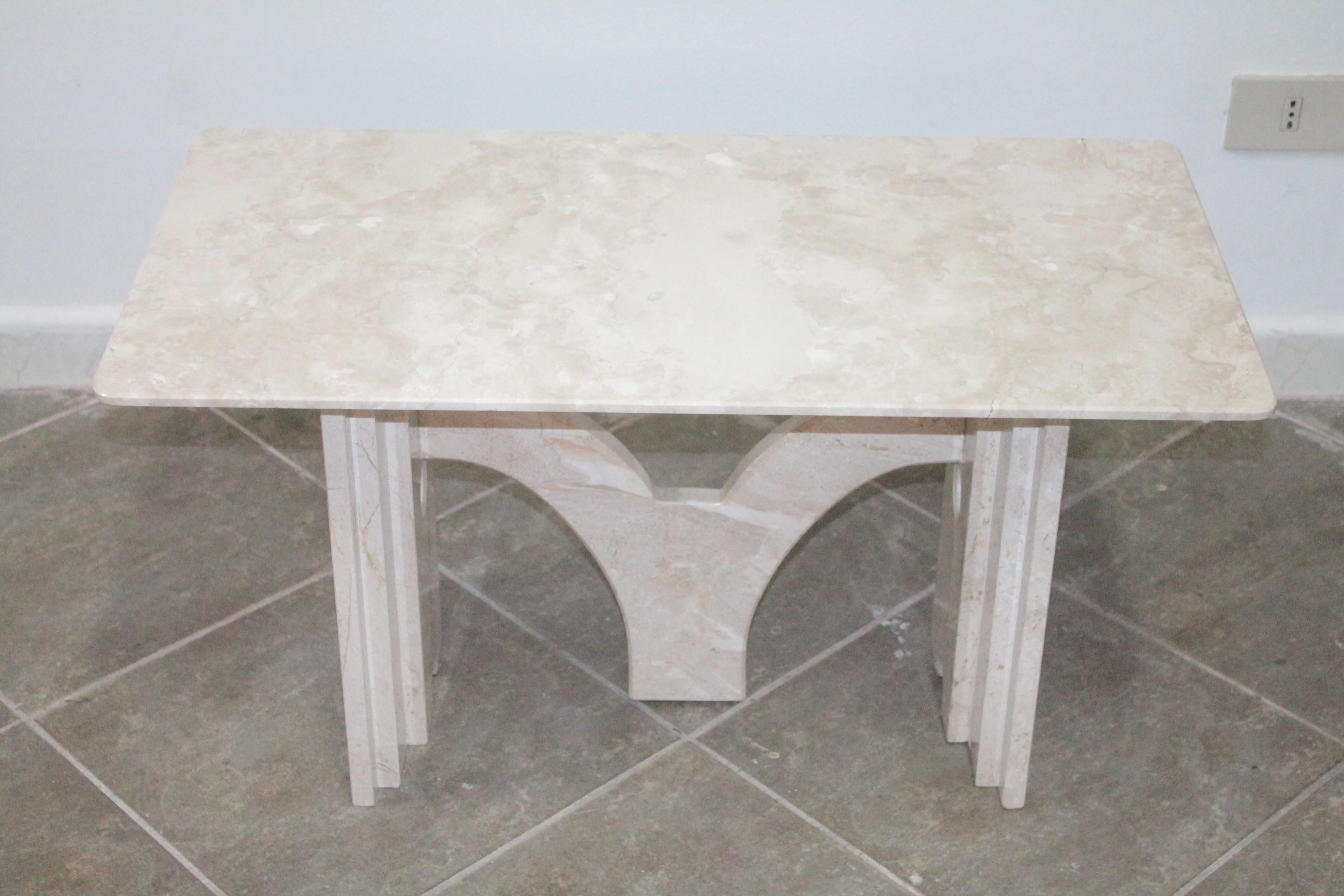 Italian Coffee Table Daino Marble 1980s in the Style of Carlo Scarpa For Sale 5