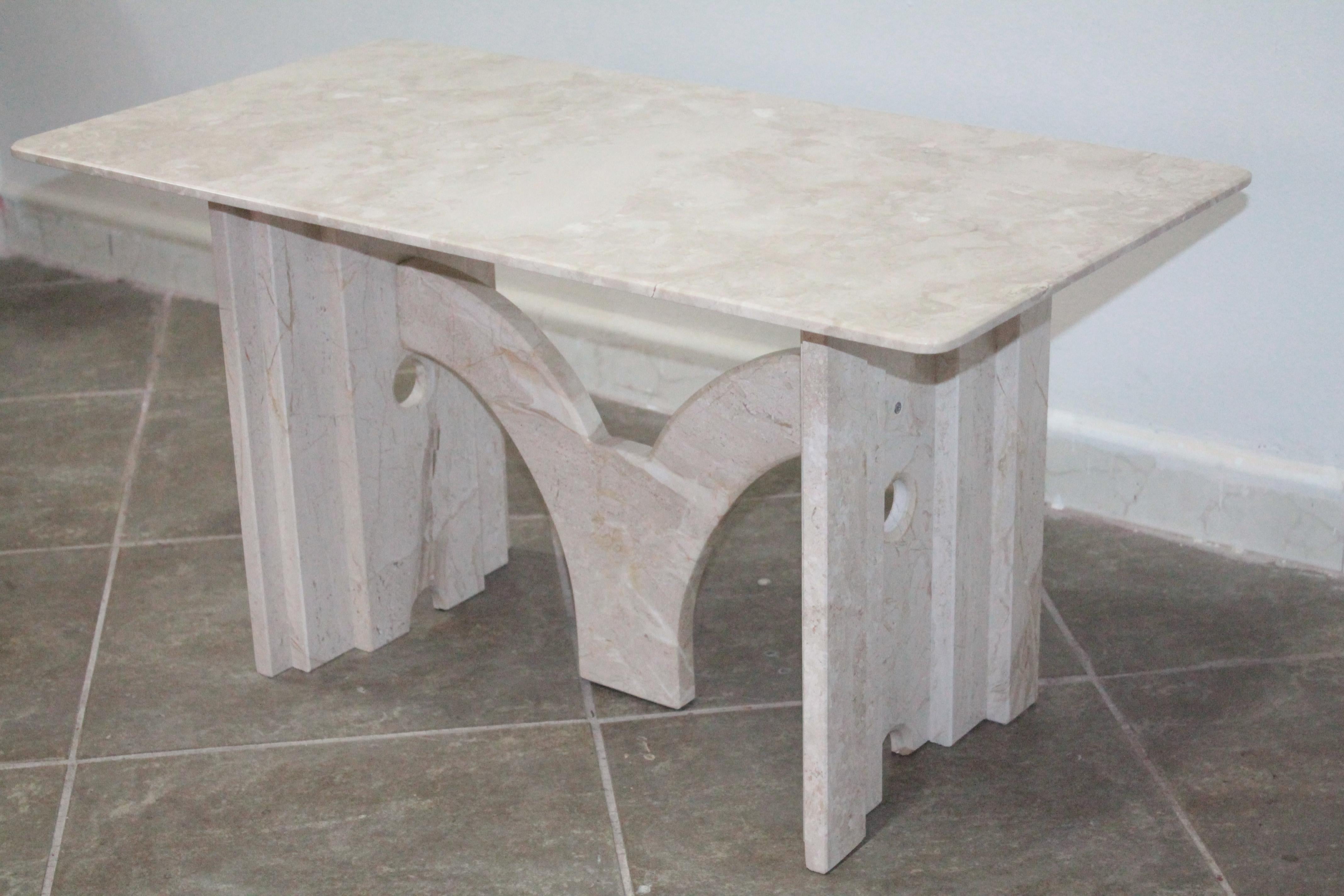 Italian Coffee Table Daino Marble 1980s in the Style of Carlo Scarpa For Sale 6