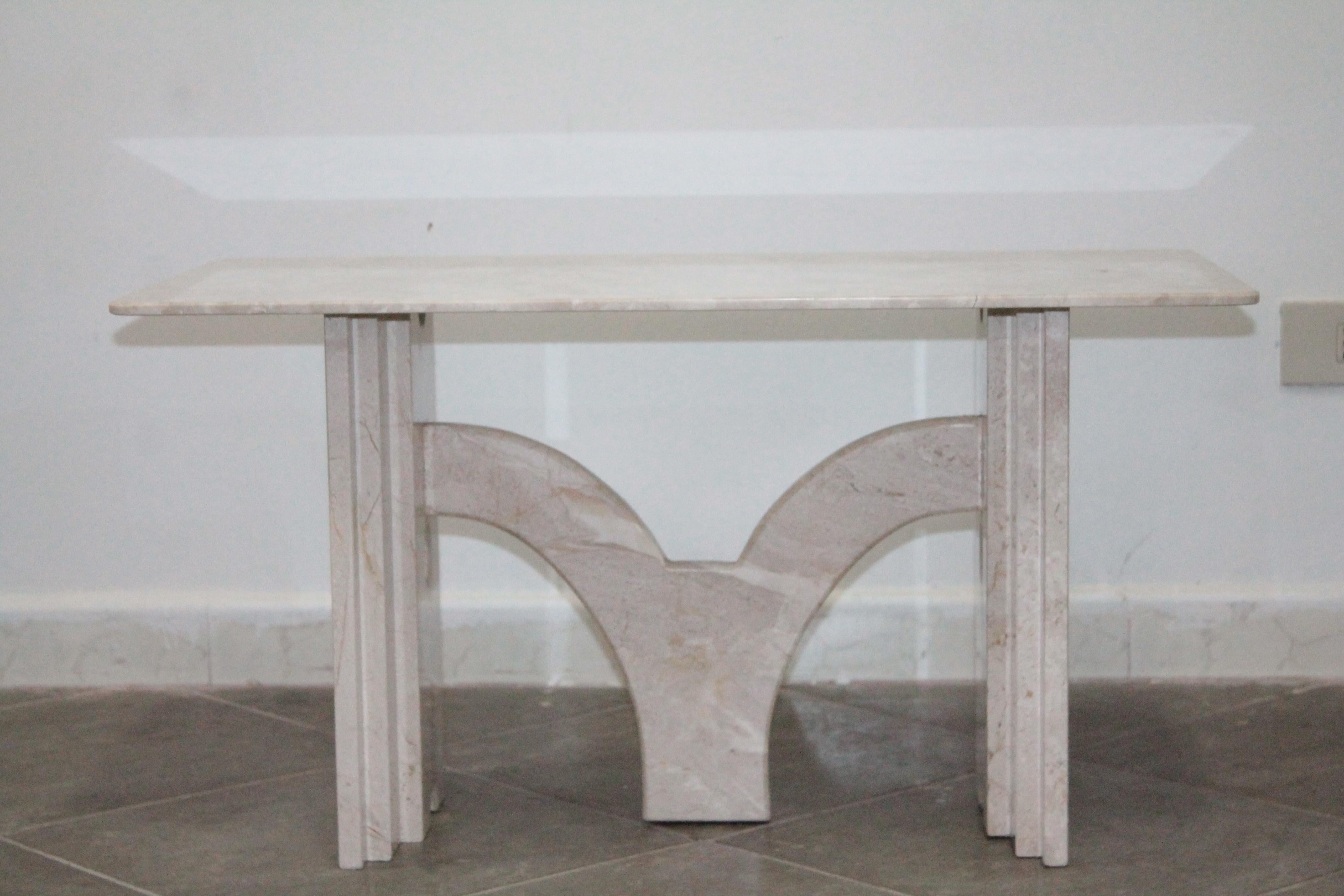 Italian Coffee Table Daino Marble 1980s in the Style of Carlo Scarpa For Sale 7