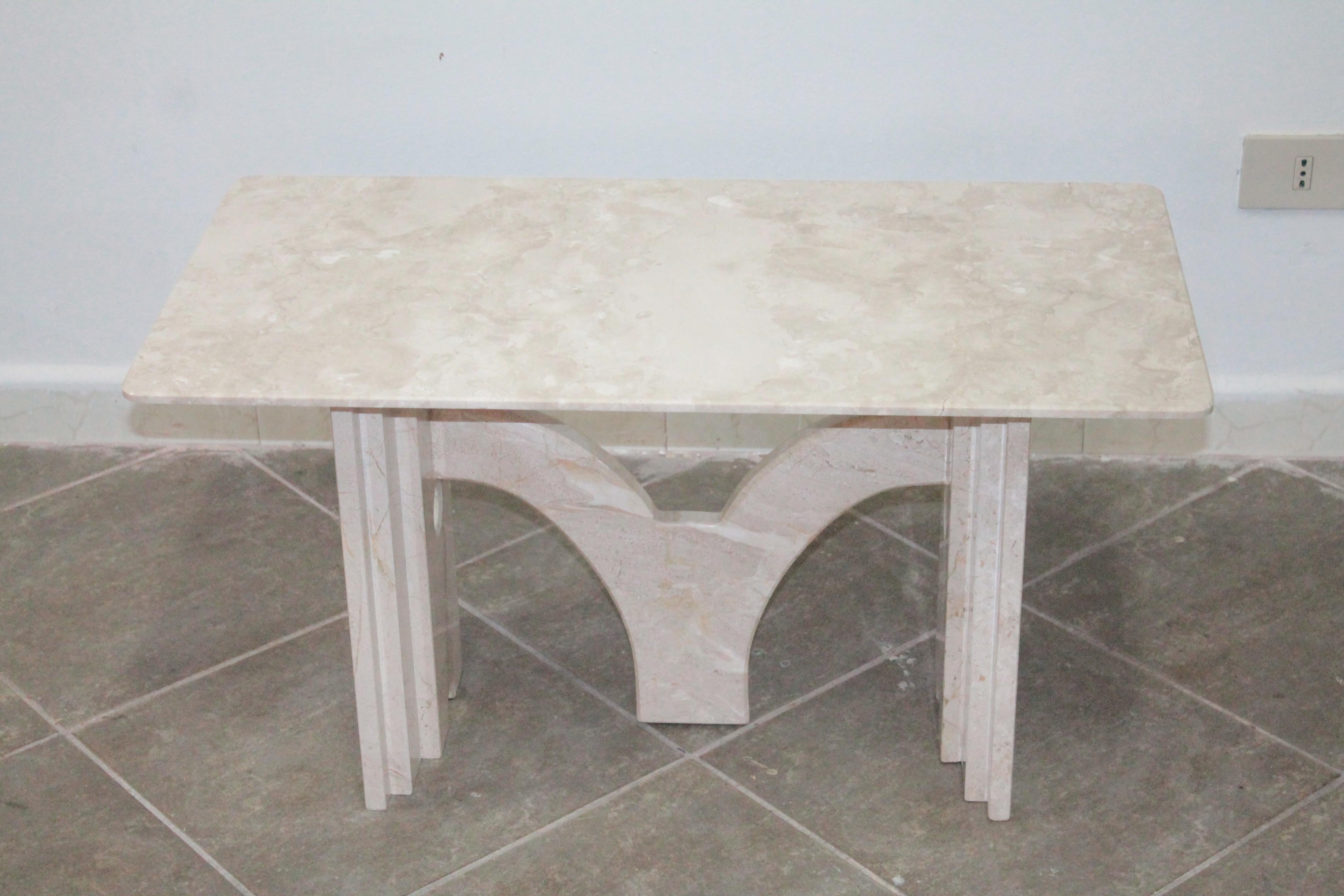 Italian Coffee Table Daino Marble 1980s in the Style of Carlo Scarpa For Sale 8