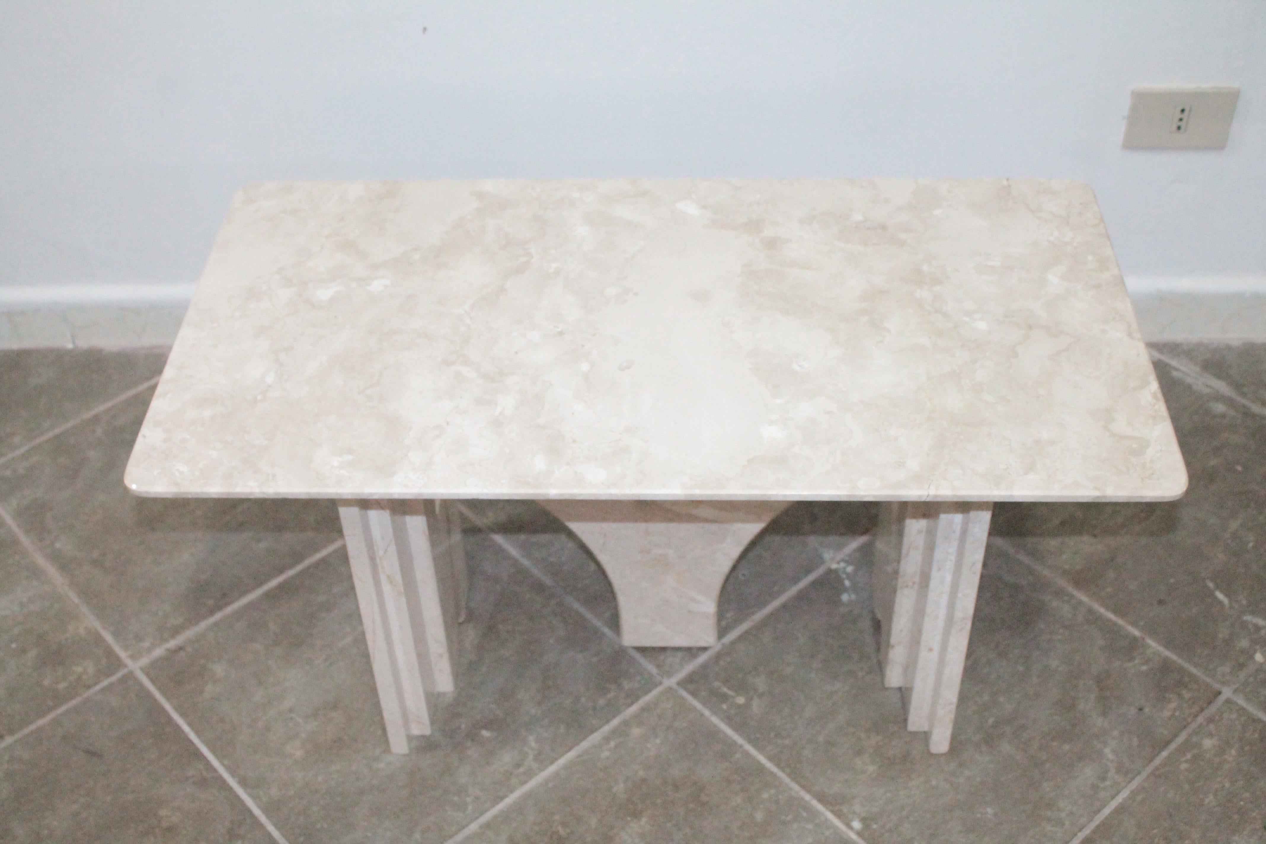 Italian Coffee Table Daino Marble 1980s in the Style of Carlo Scarpa For Sale 1