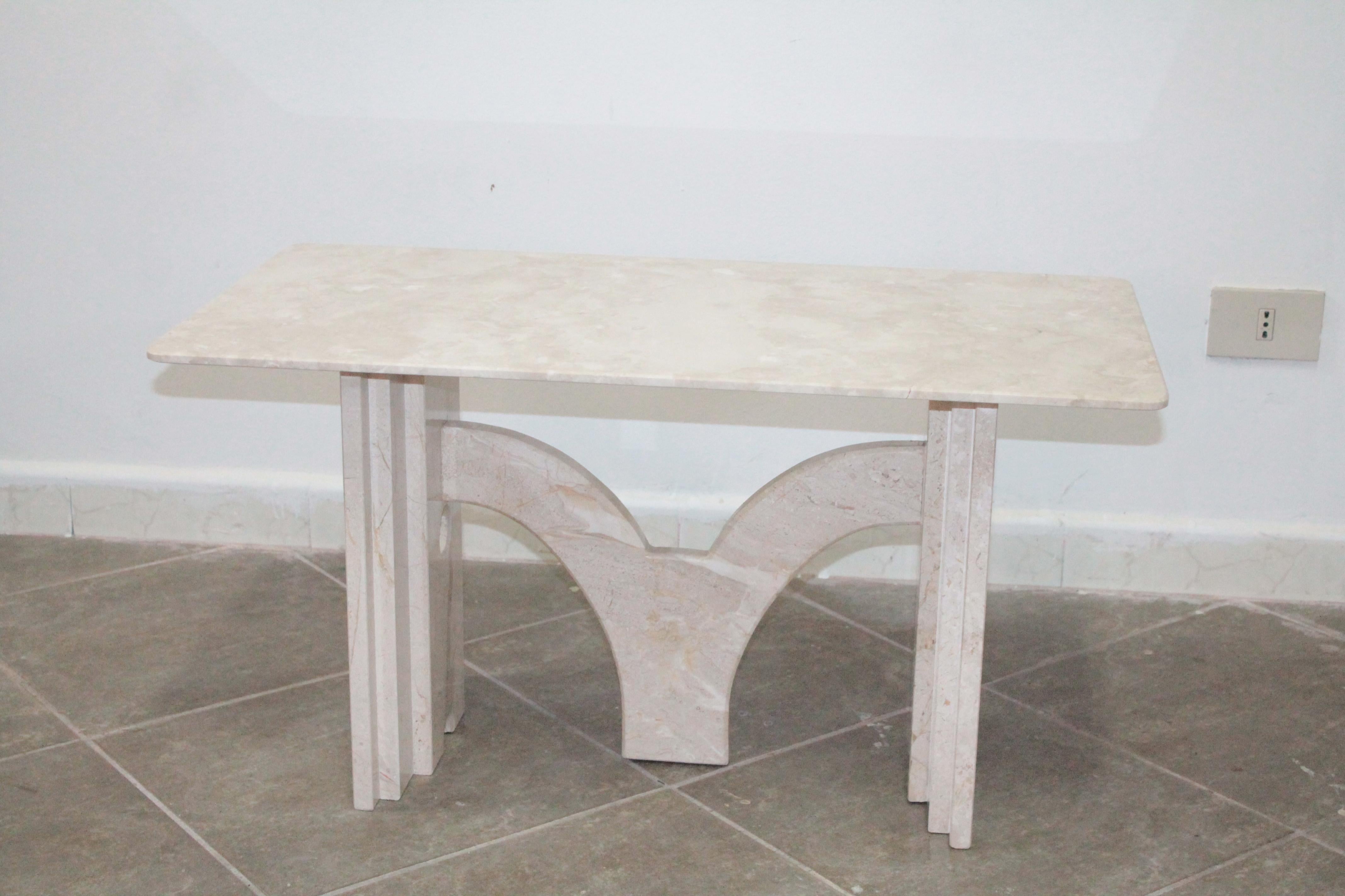 Italian Coffee Table Daino Marble 1980s in the Style of Carlo Scarpa For Sale 3