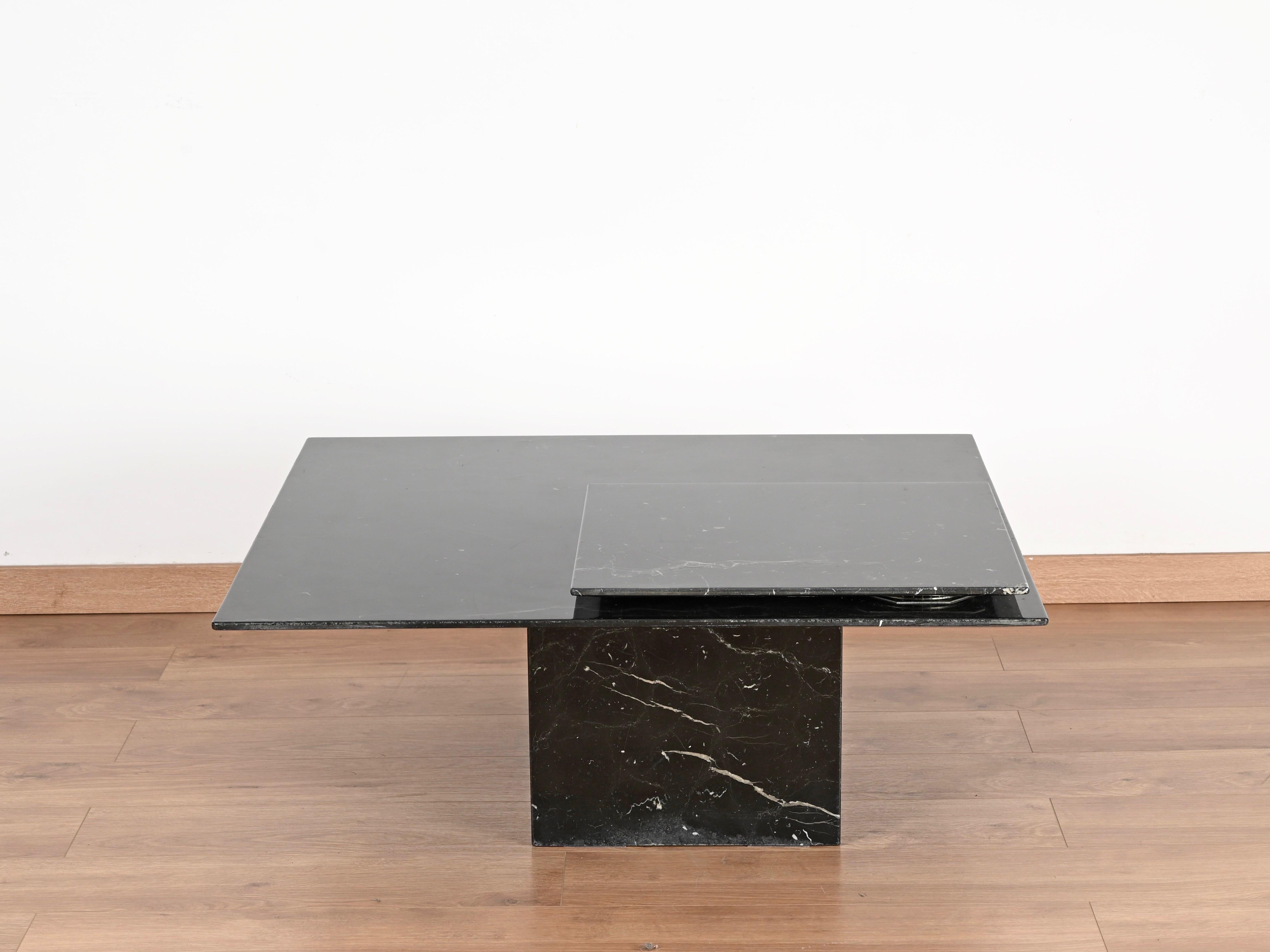 Table basse italienne Marquina noire et chromée avec plateau, Cattelan 1970 en vente 3