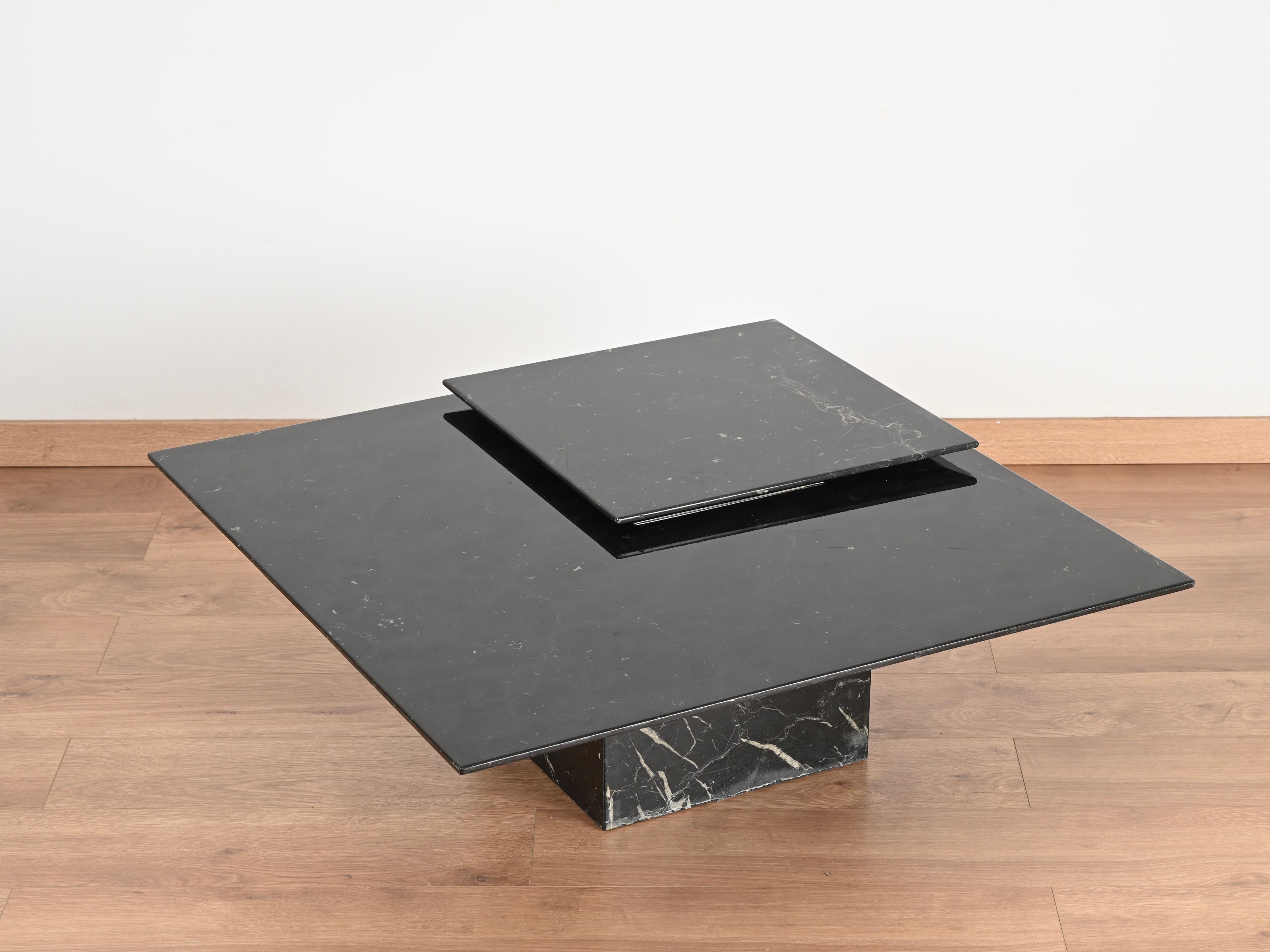 Table basse italienne Marquina noire et chromée avec plateau, Cattelan 1970 en vente 6