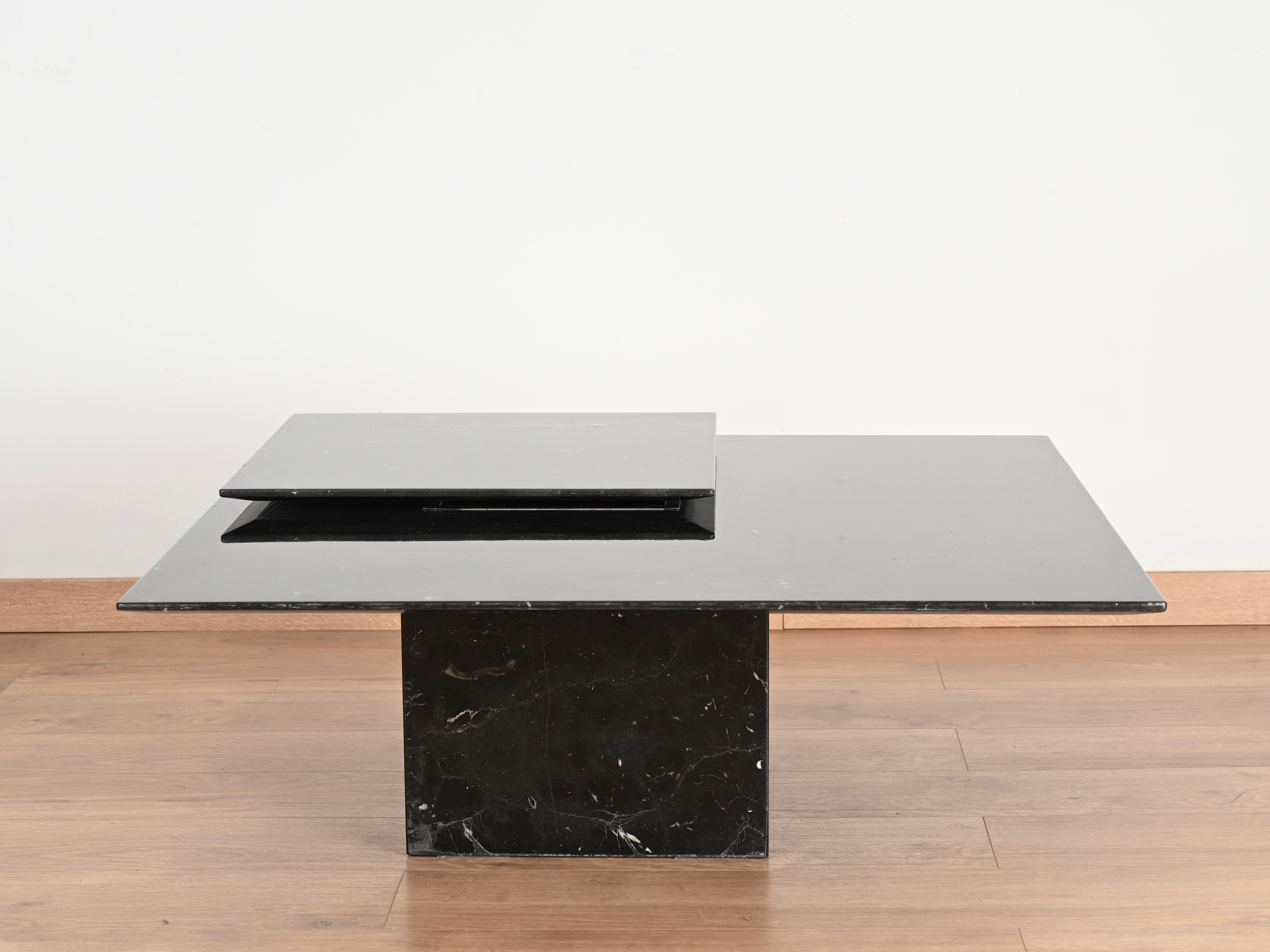 Table basse italienne Marquina noire et chromée avec plateau, Cattelan 1970 en vente 8