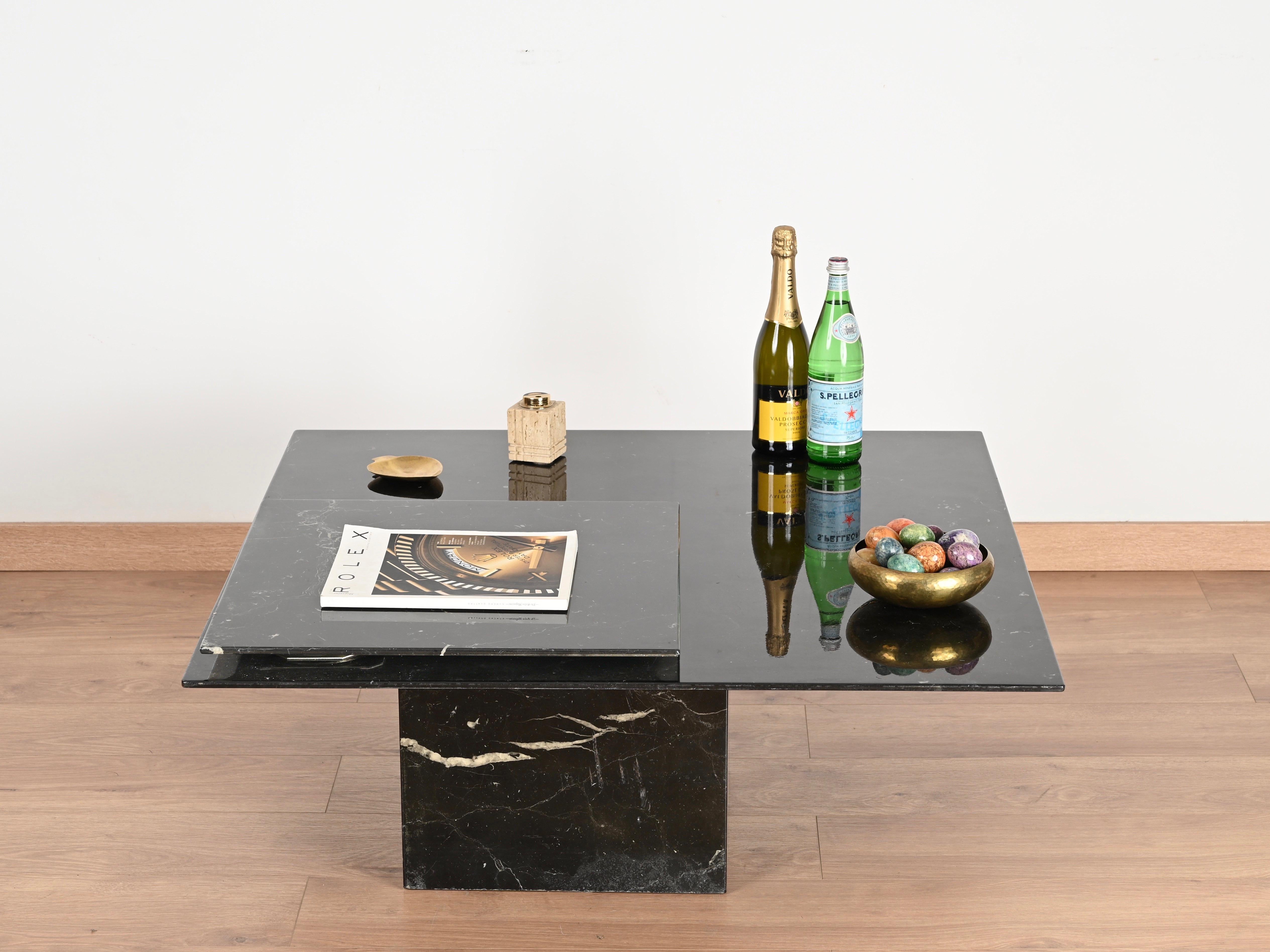 Table basse italienne Marquina noire et chromée avec plateau, Cattelan 1970 en vente 10