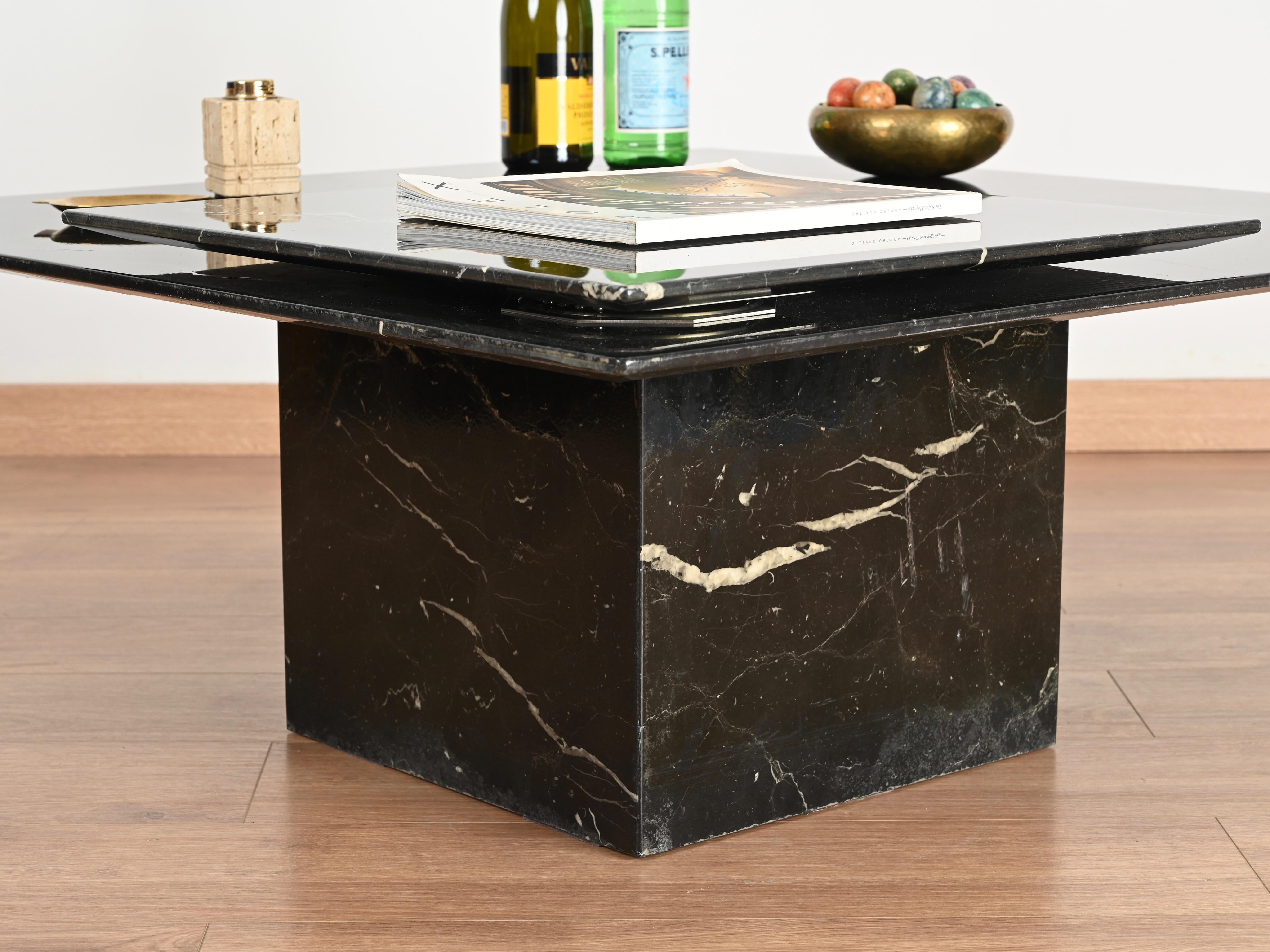 Table basse italienne Marquina noire et chromée avec plateau, Cattelan 1970 en vente 11