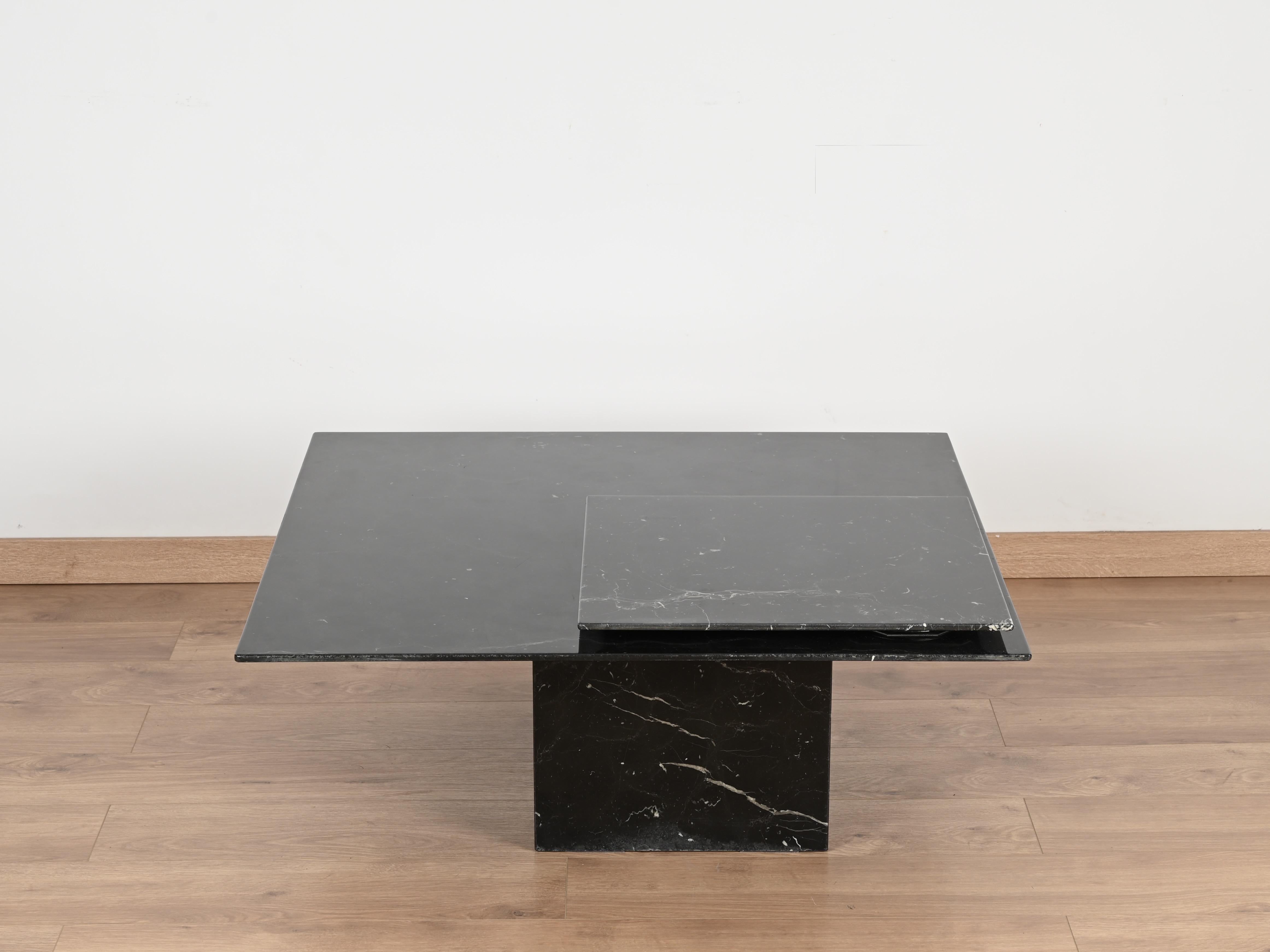 Table basse italienne Marquina noire et chromée avec plateau, Cattelan 1970 en vente 2