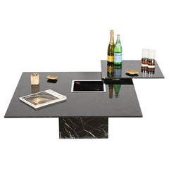 Italienischer Couchtisch aus schwarzem Marquina-Marmor und Chrom mit Tablett, Cattelan, 1970er Jahre