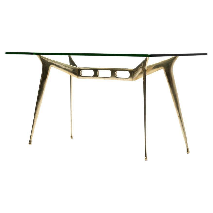 Italian Coffee Table in Brass and Glass, 1950