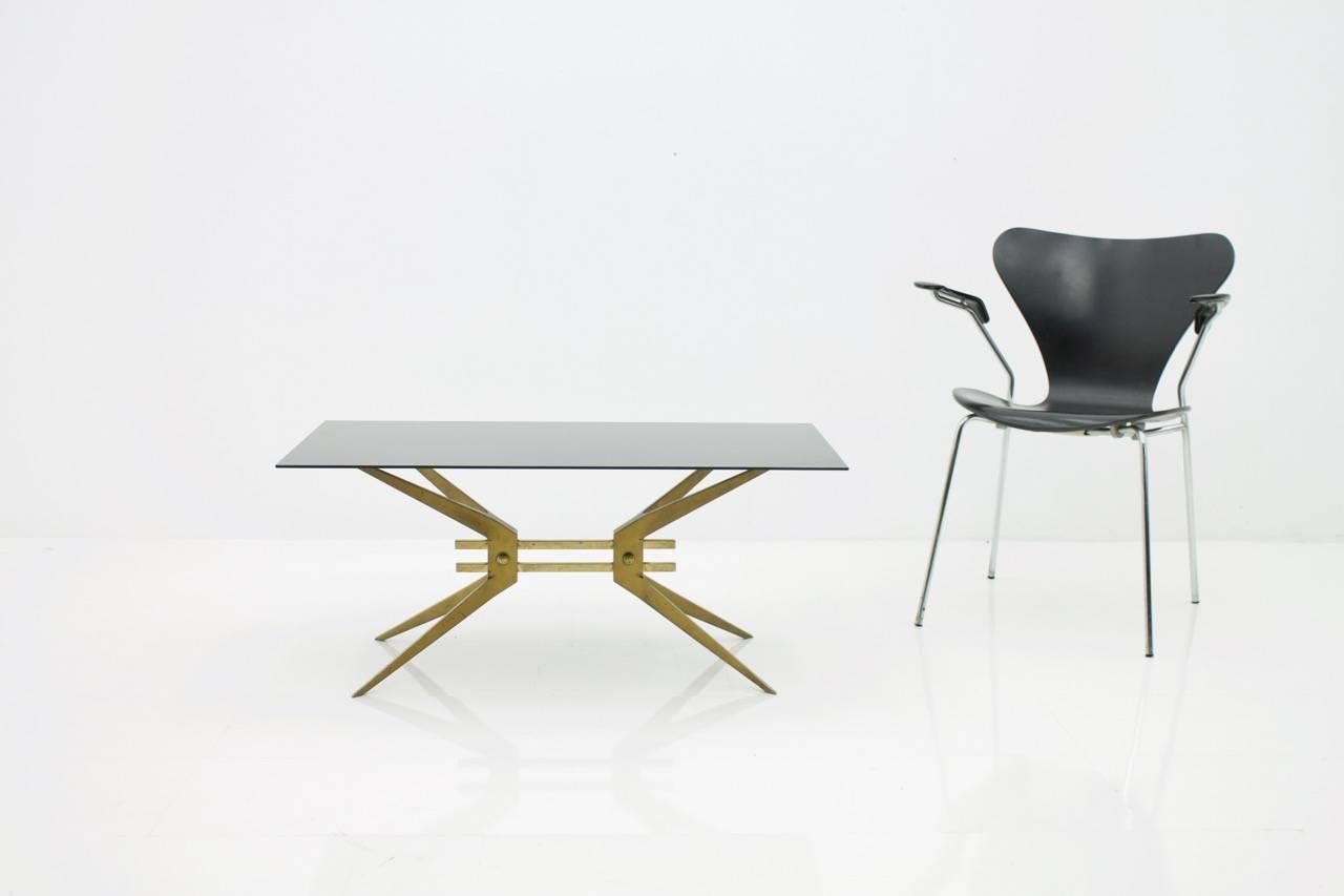 Italian Coffee Table in Brass and Glass, 1950s 1