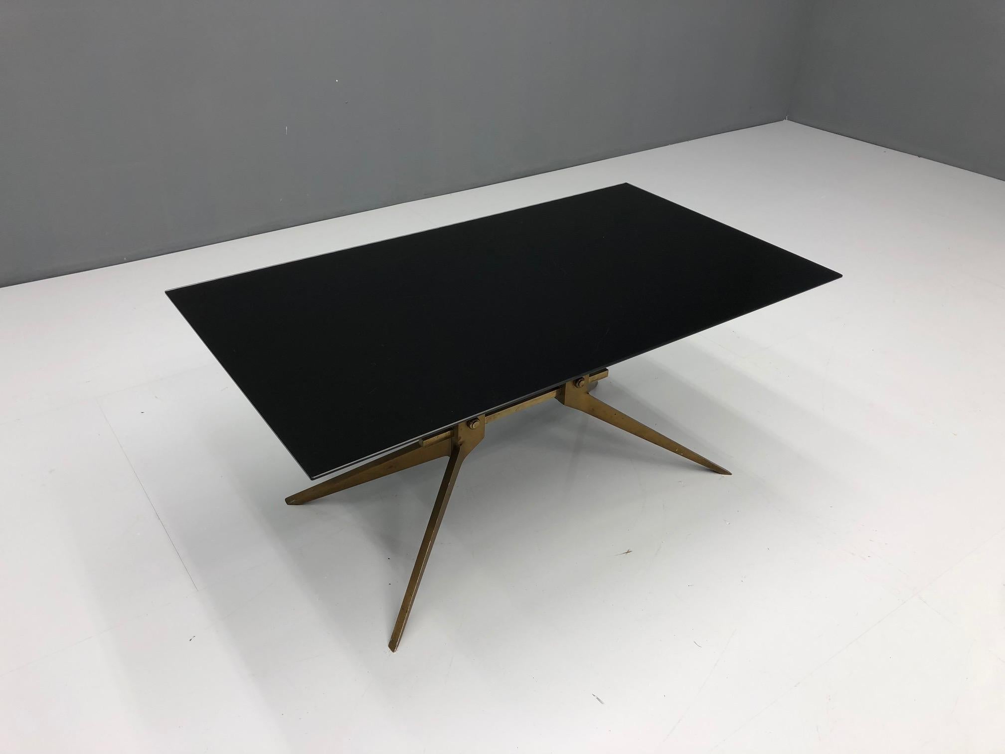 Italian Coffee Table in Brass and Glass, 1950s 2