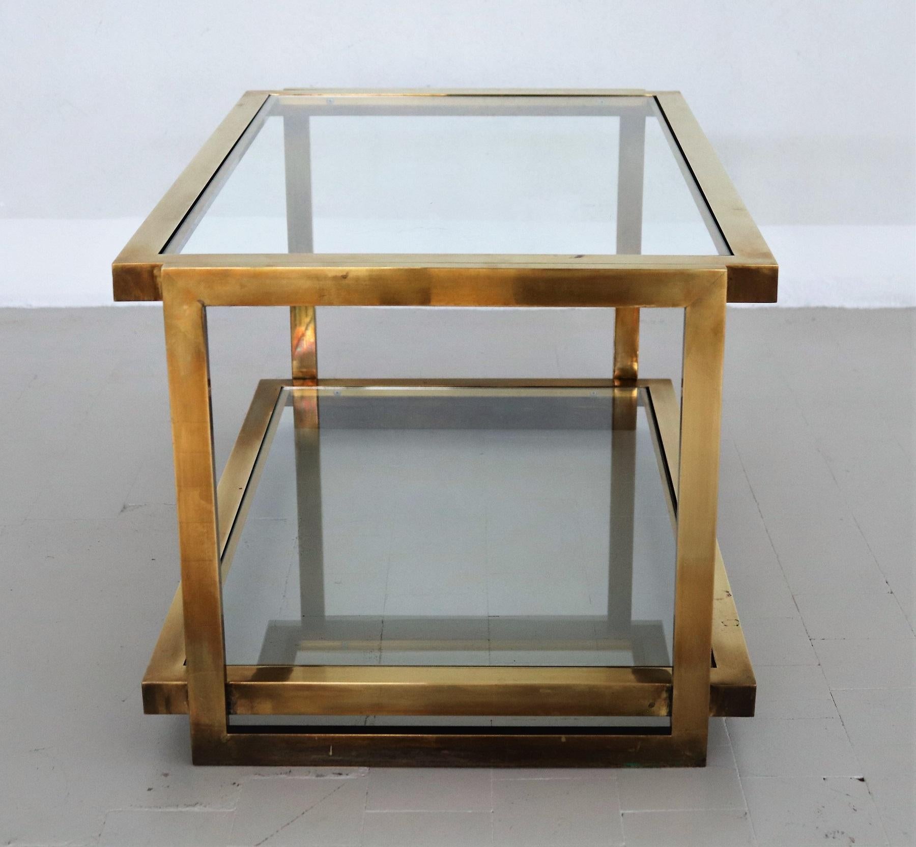 Italian Coffee Table in Brass and Glass, 1970s 10