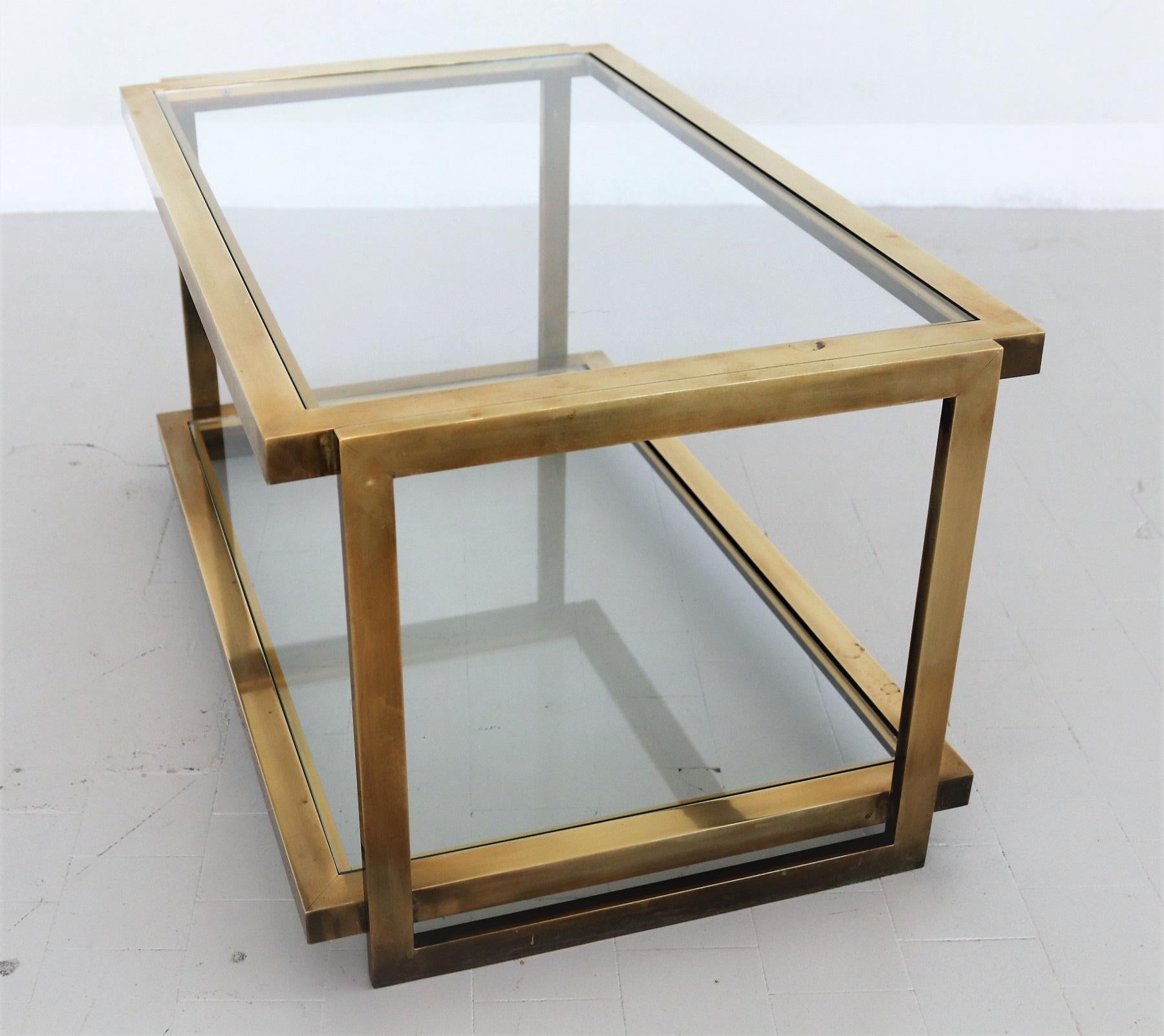 Italian Coffee Table in Brass and Glass, 1970s 12