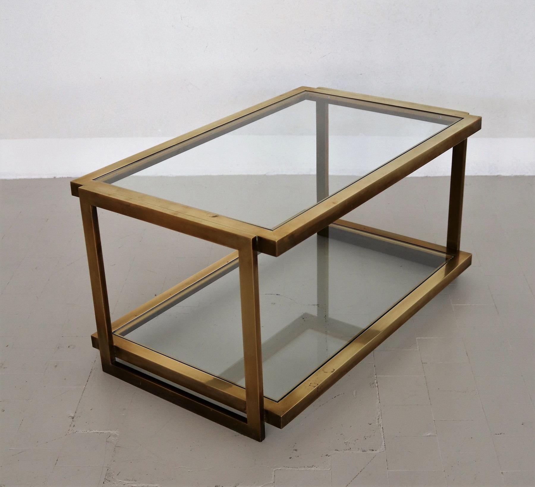 Late 20th Century Italian Coffee Table in Brass and Glass, 1970s