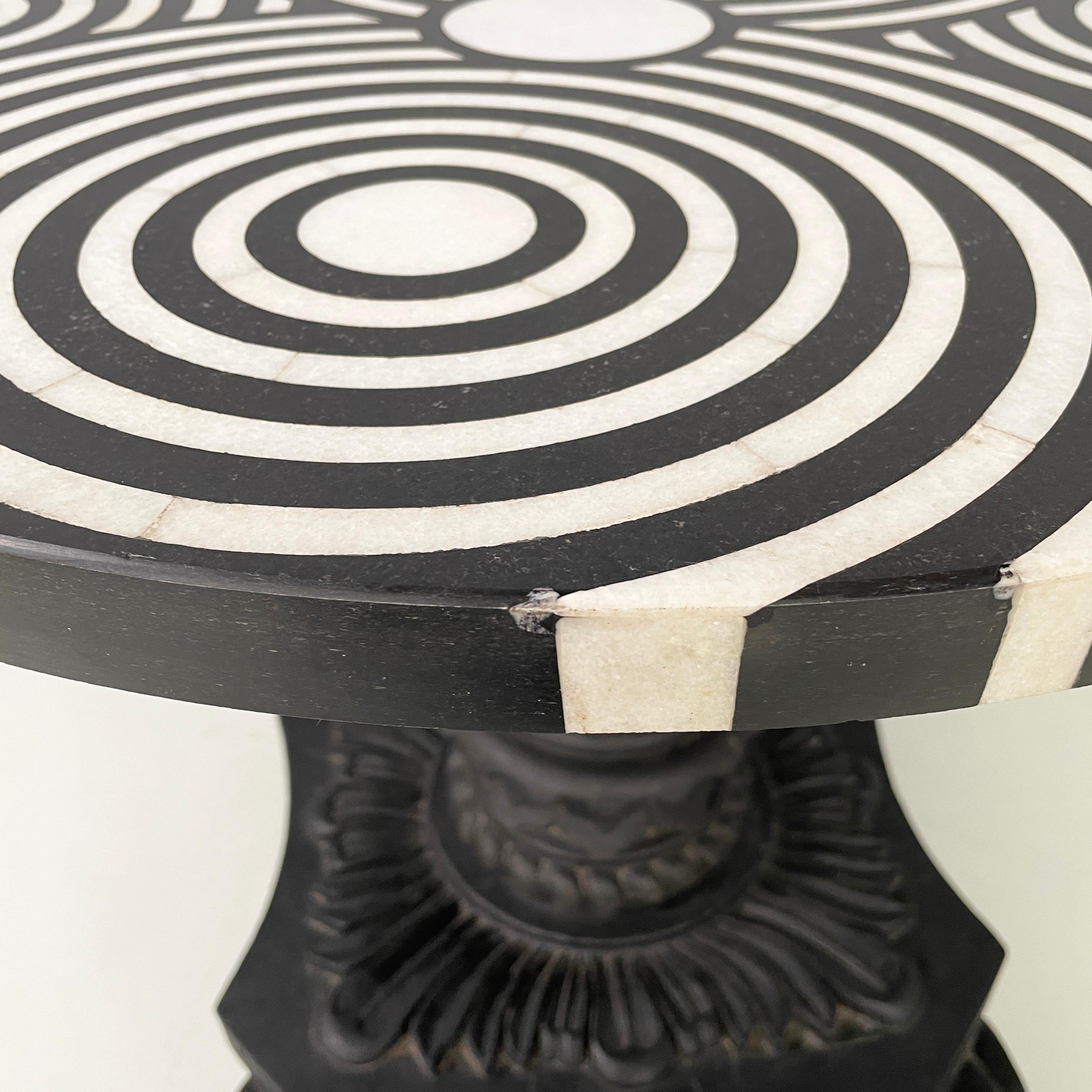 Italian Coffee table in cast iron, black and white marble, early 1900s For Sale 6