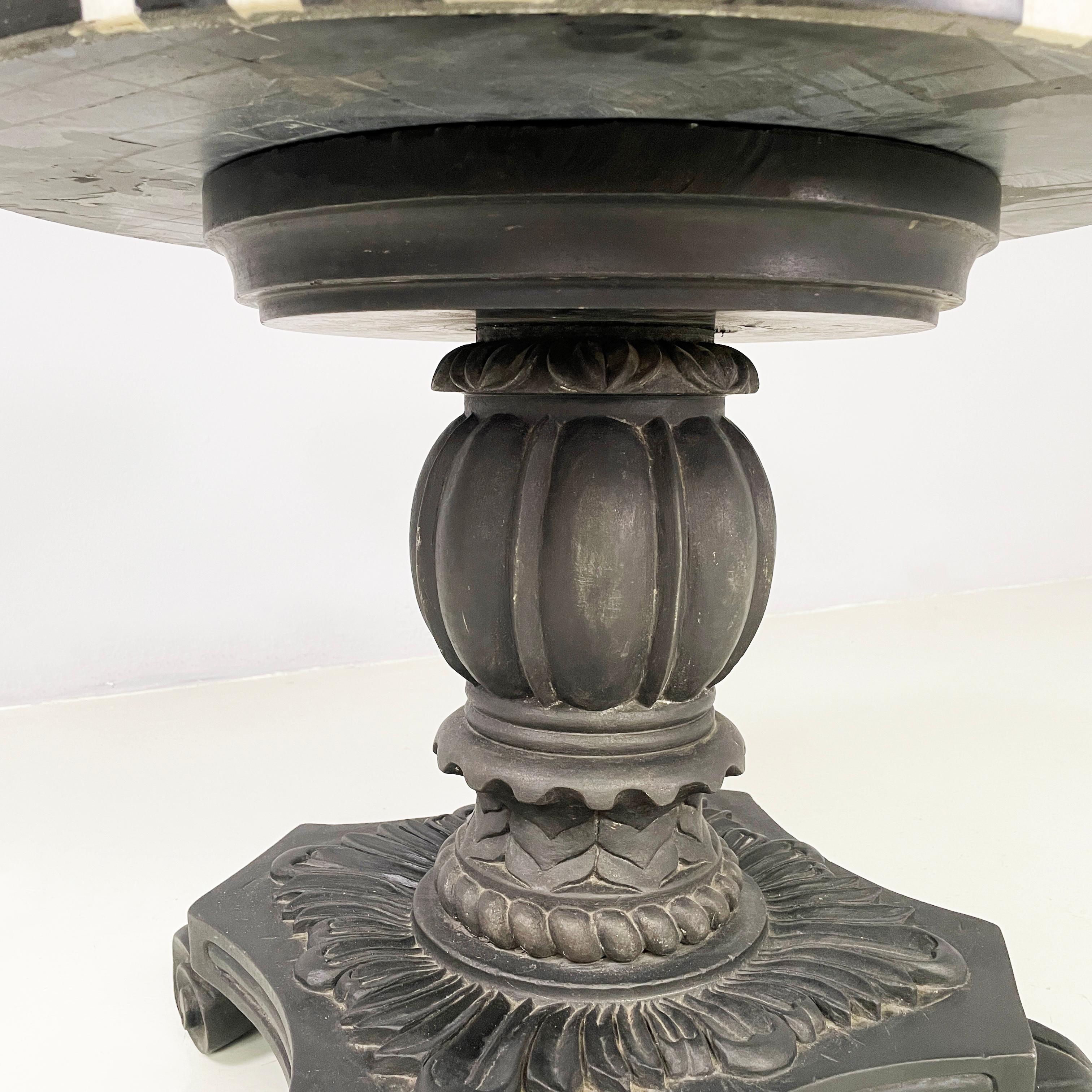 Italian Coffee table in cast iron, black and white marble, early 1900s For Sale 7