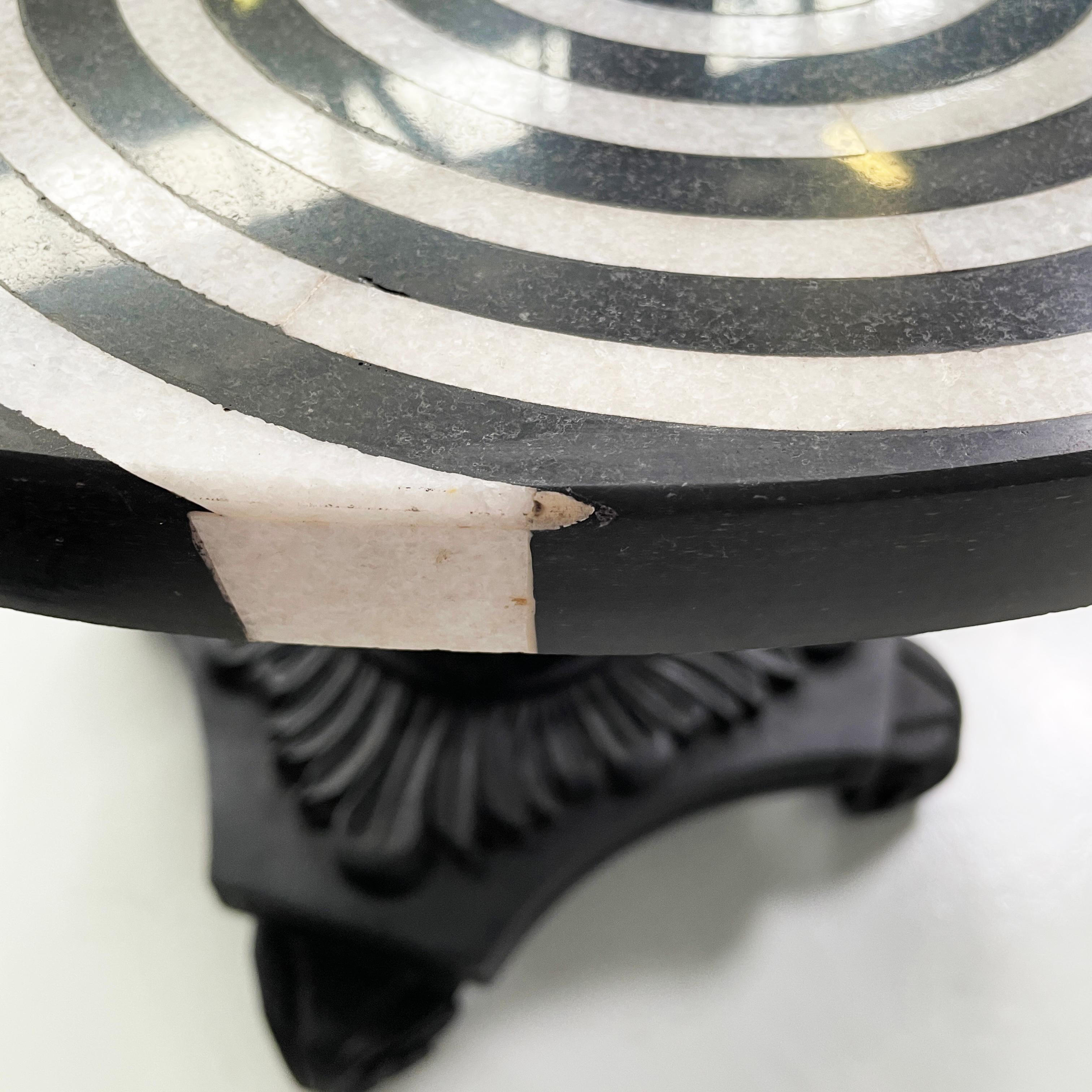 Italian Coffee table in cast iron, black and white marble, early 1900s For Sale 4