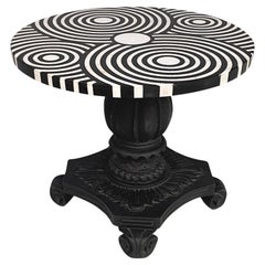 Italian Coffee table in cast iron, black and white marble, early 1900s
