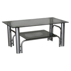 Italian coffee table in Chrome & Smoked Glass, 1970s Italy