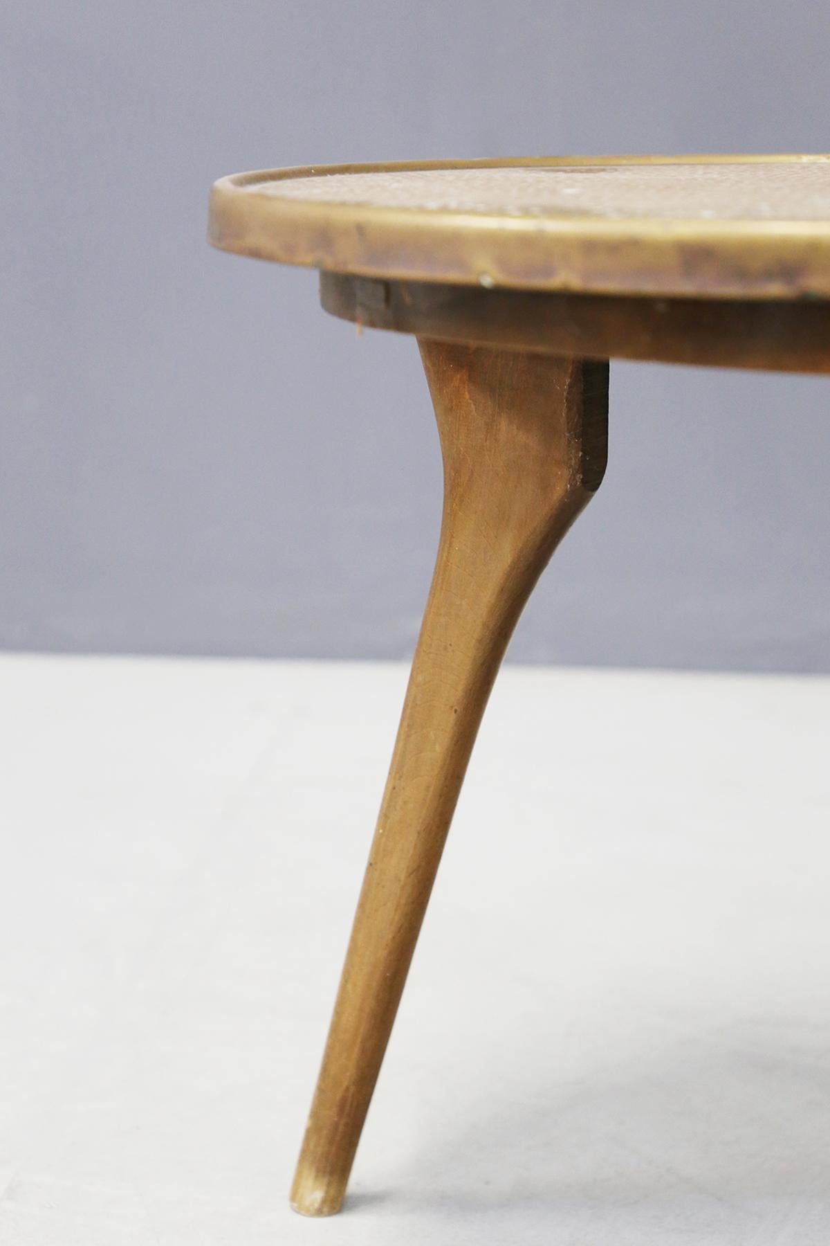 Italian Coffee Table in Copper and Wood, 1950s In Good Condition In Milano, IT