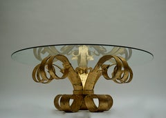 Italian Coffee Table in Glass and Gilded Metal