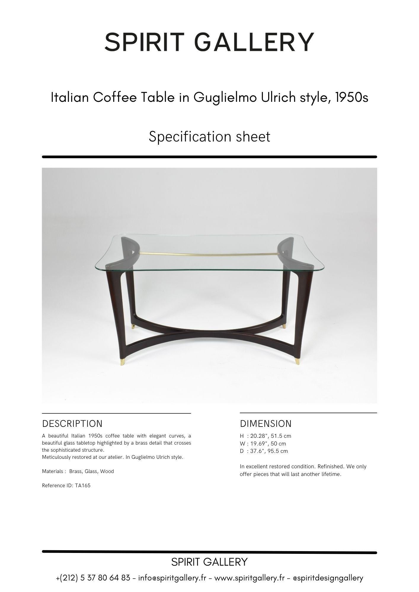 Italian Coffee Table in Guglielmo Ulrich style, 1950s For Sale 4