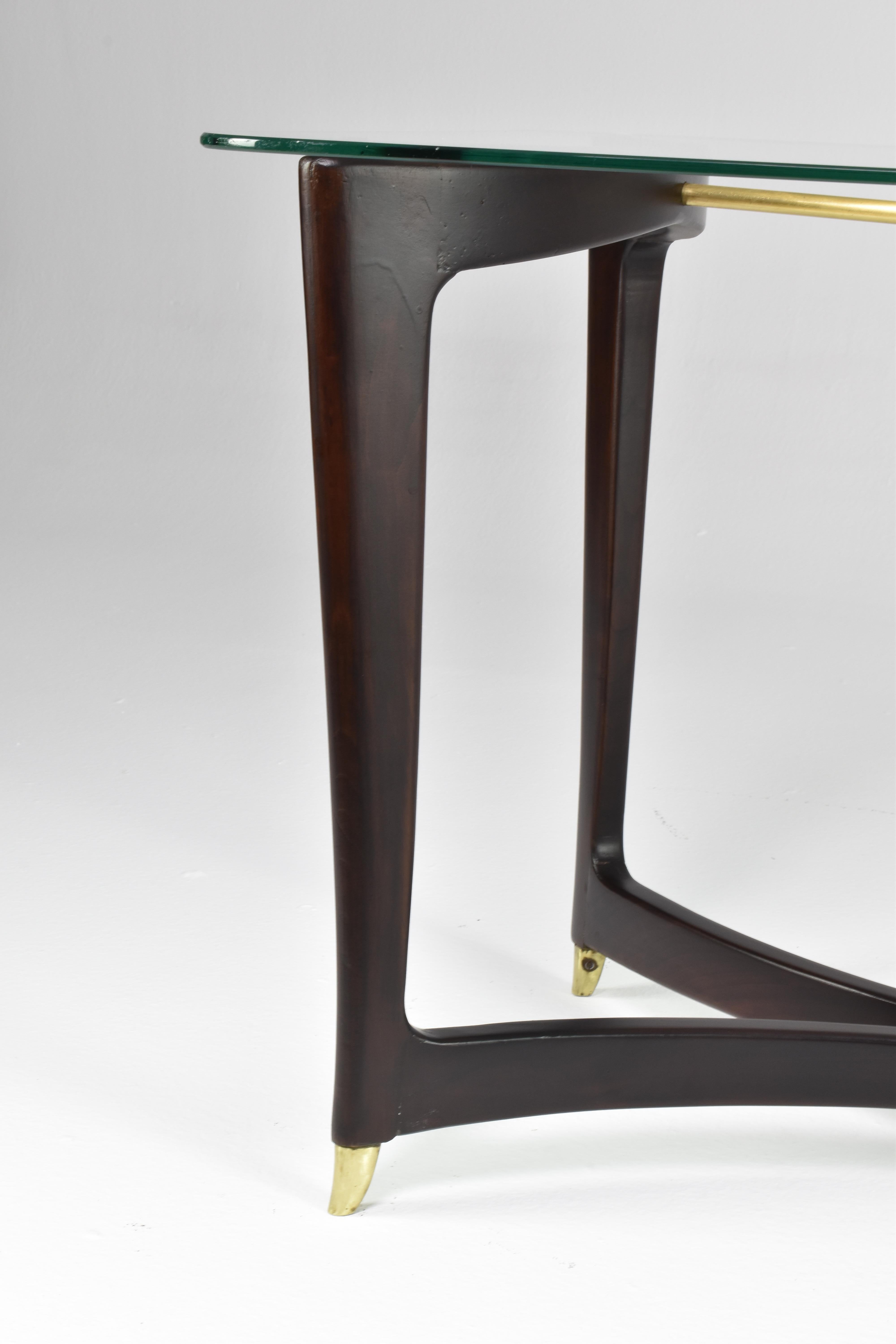 Laiton Table basse italienne dans le style Guglielmo Ulrich, années 1950 en vente