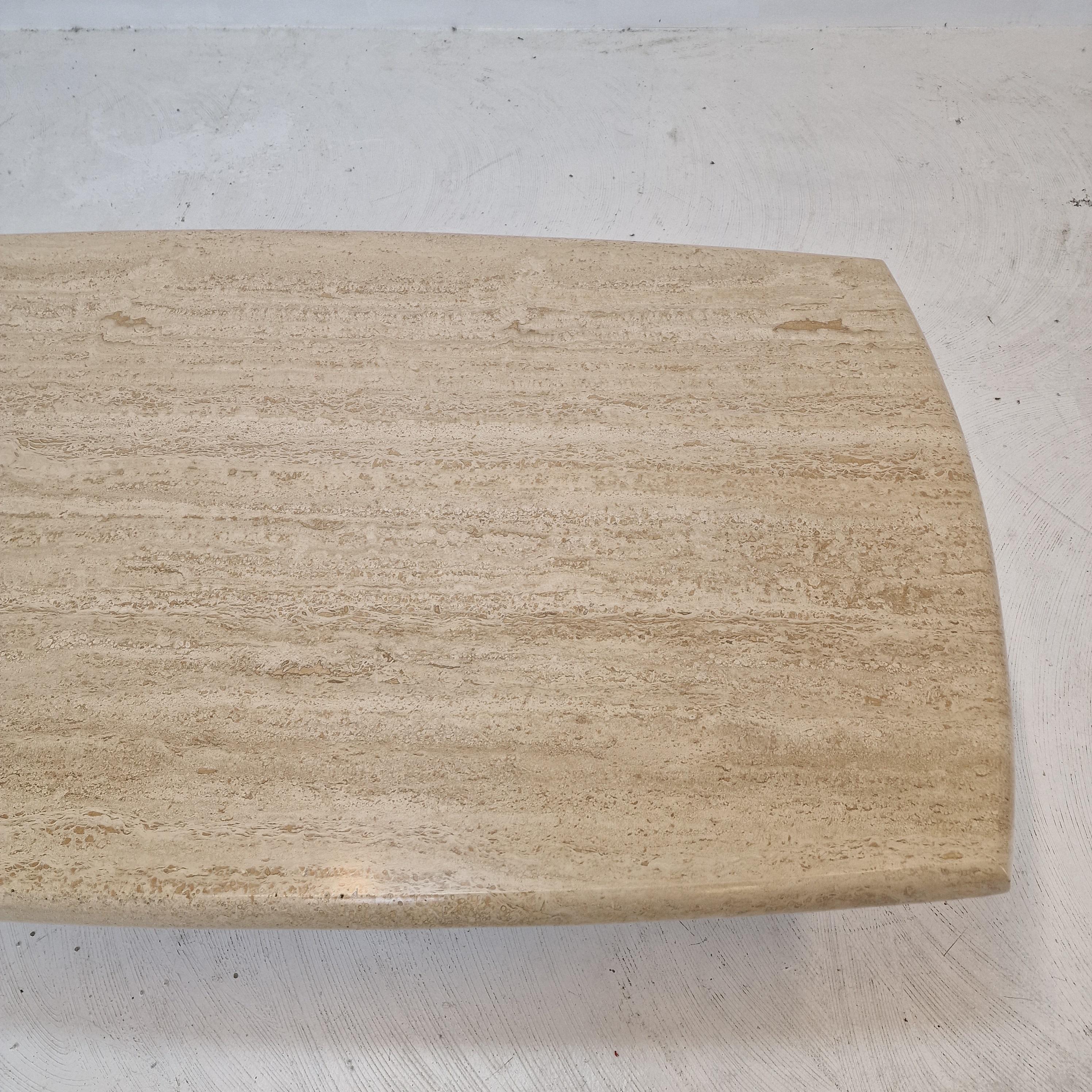 Italian Coffee Table in Travertine, 1980s For Sale 4