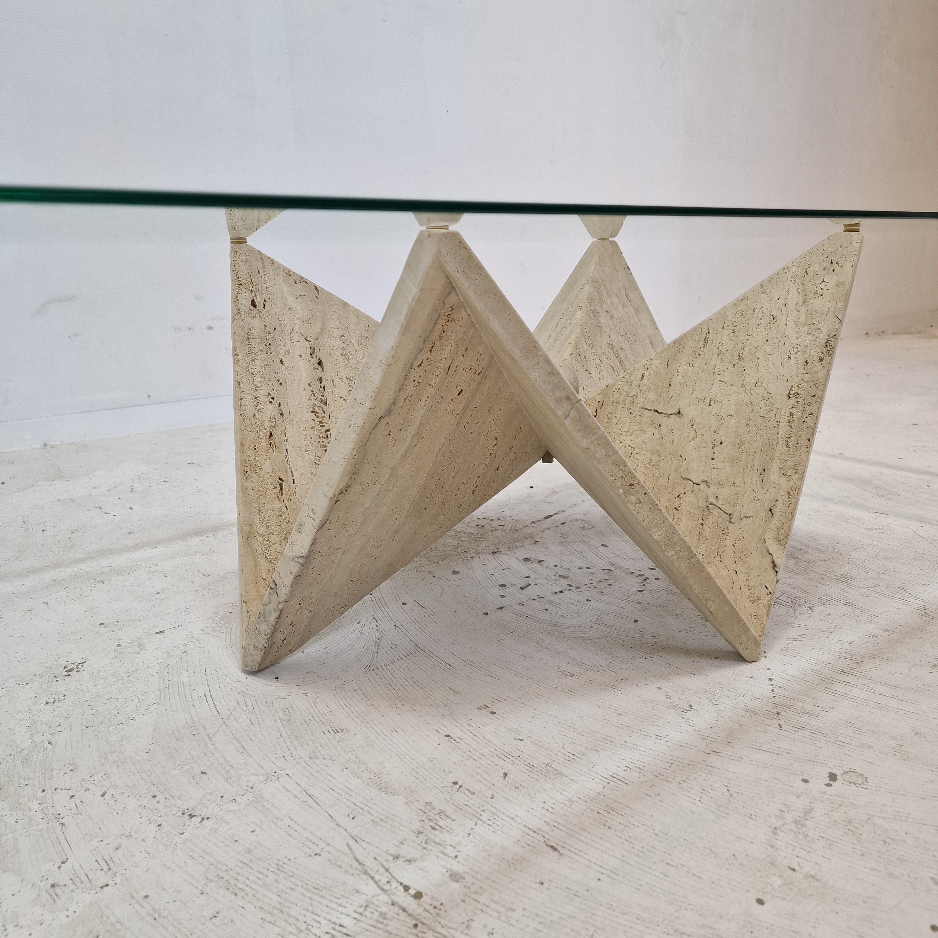 Italian Coffee Table in Travertine, 1980s For Sale 10