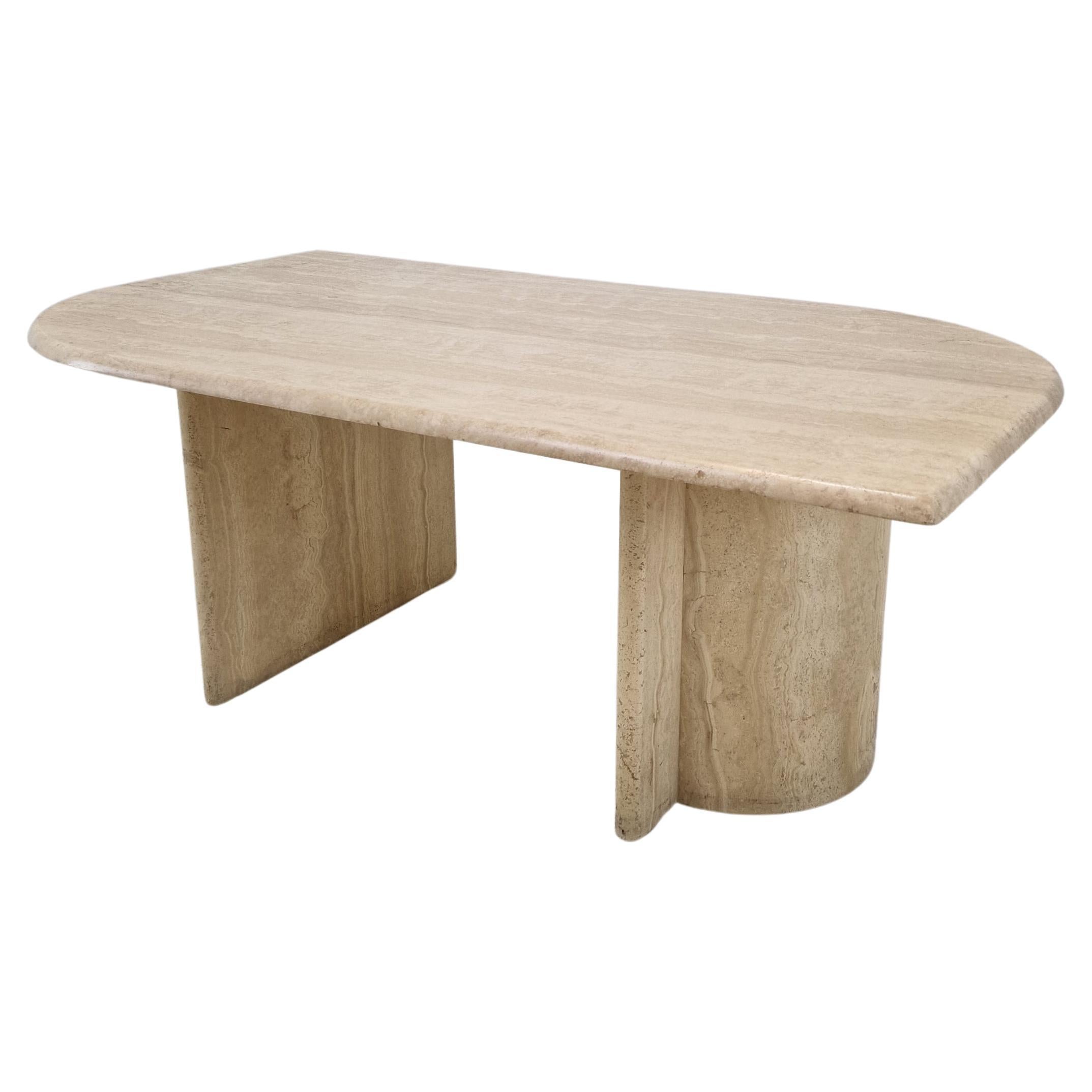 Italian Coffee Table in Travertine, 1980s For Sale