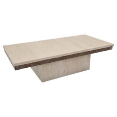 Italian Coffee Table in Travertine and Granite, 1980s