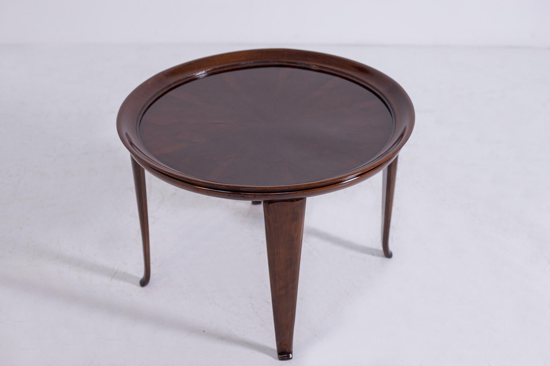 Noyer Table basse italienne en noyer, restaurée, années 1950